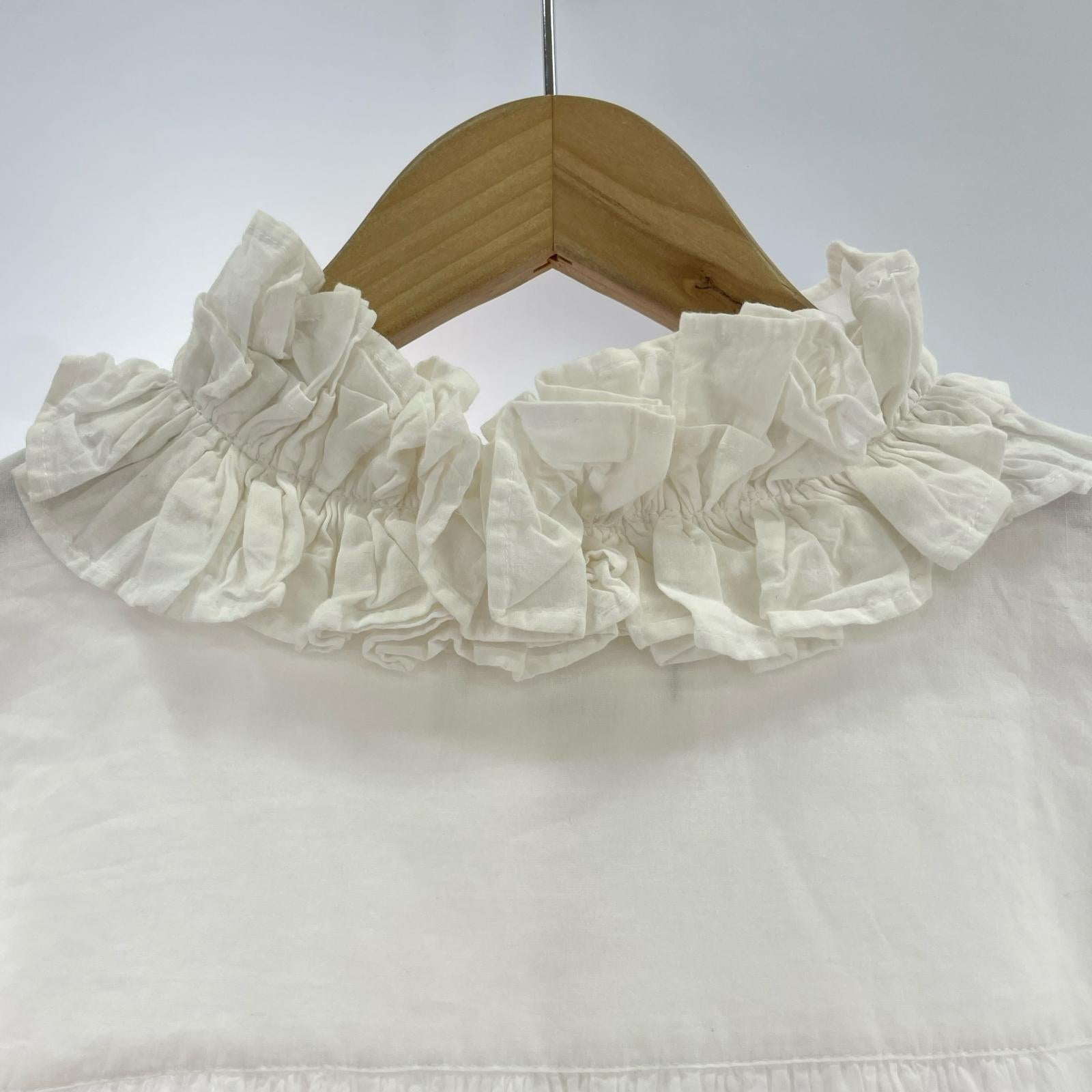 長袖シャツ cotton frill coller shirts WHT ホワイト