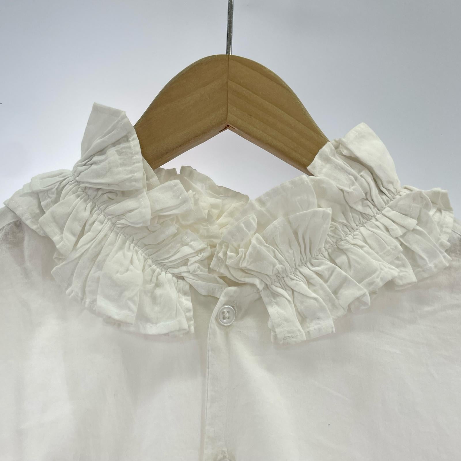 長袖シャツ cotton frill coller shirts WHT ホワイト