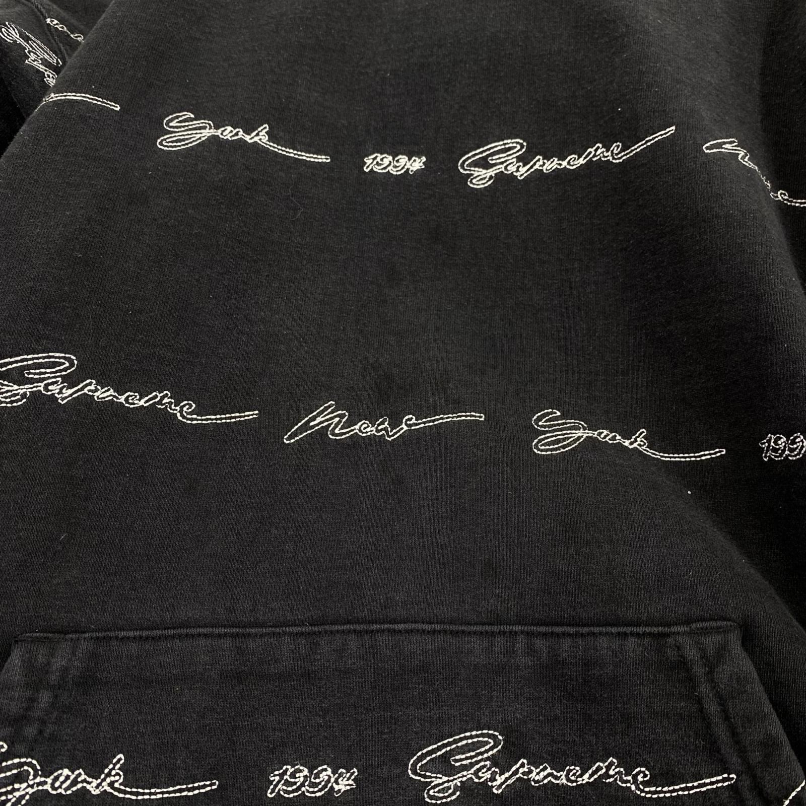 パーカー 22SS Script Stripe Hooded 黒 (L) L ブラック