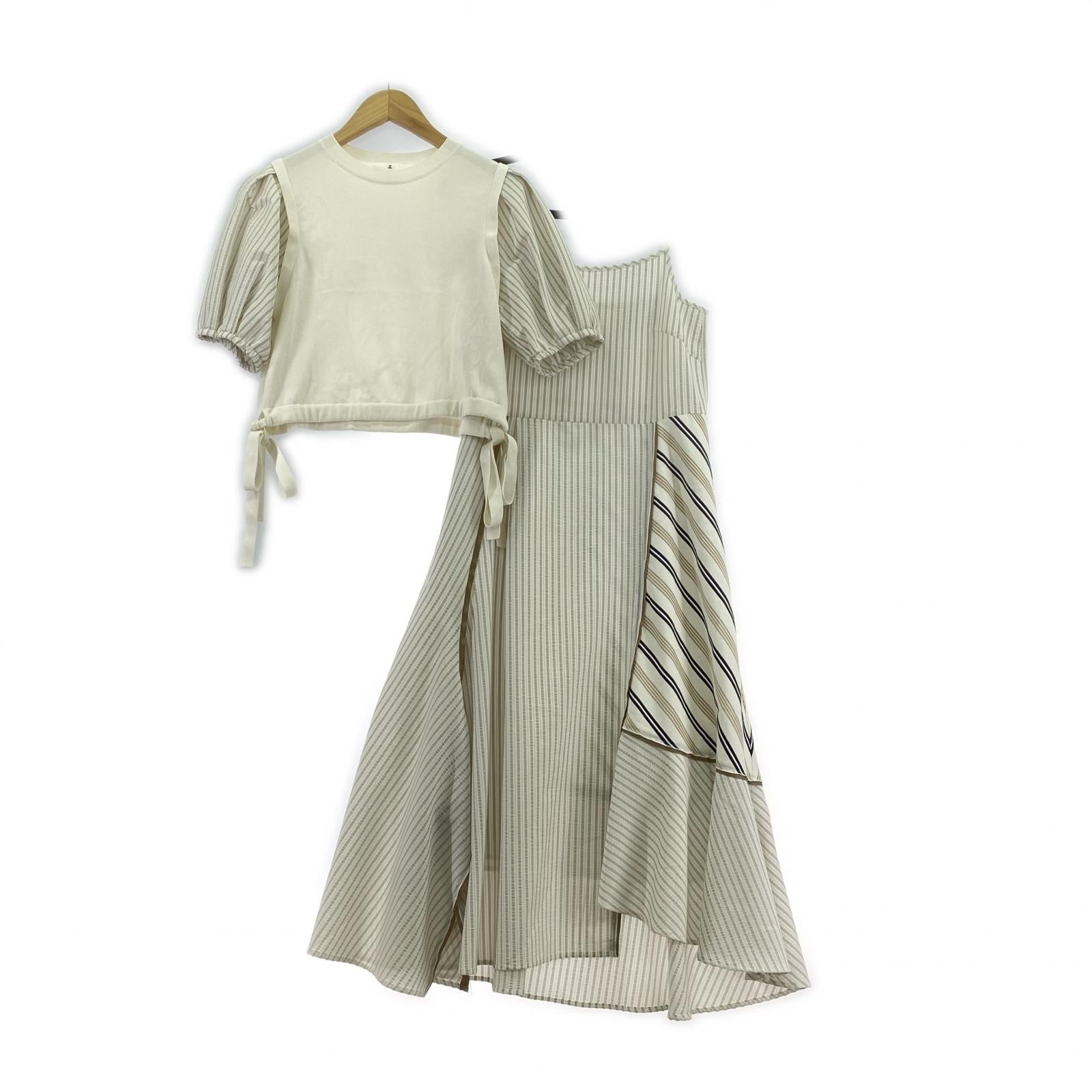 セットアップ LANVIN en Bleu ストライプMIX セットアップ ※汚 38