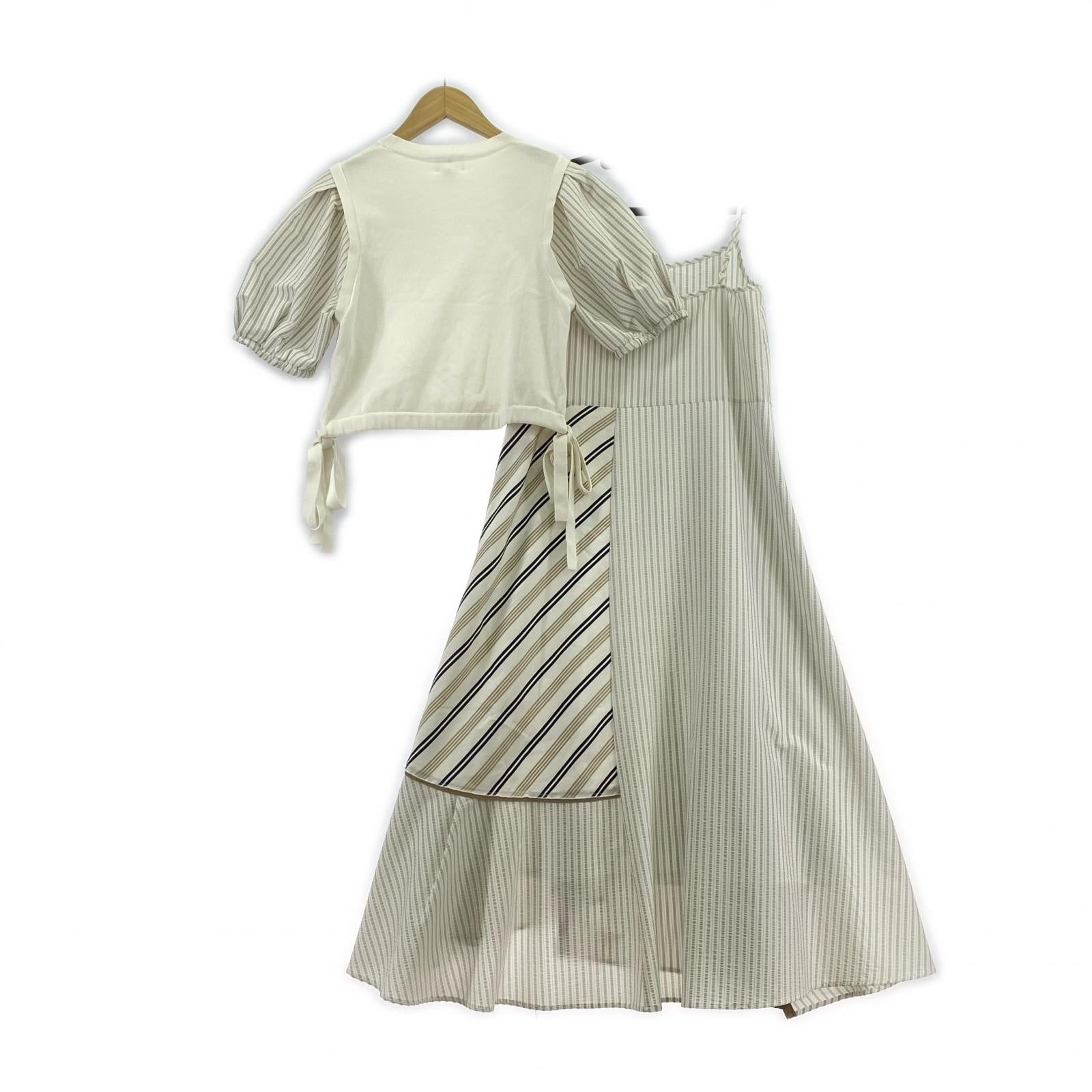 セットアップ LANVIN en Bleu ストライプMIX セットアップ ※汚 38