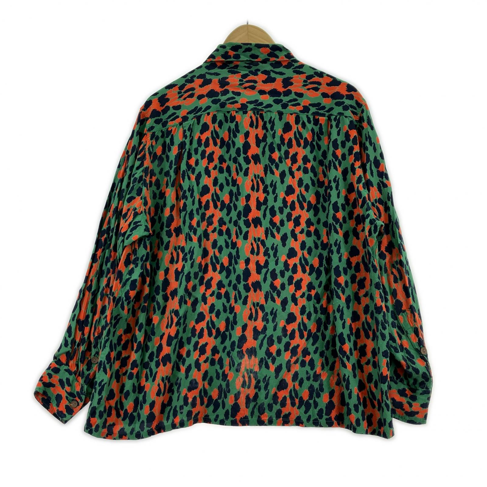 長袖シャツ WACKO MARIA LEOPARD HAWAIIAN SHIRT LS レオパードアロハシャツ M グリーン M グリーン