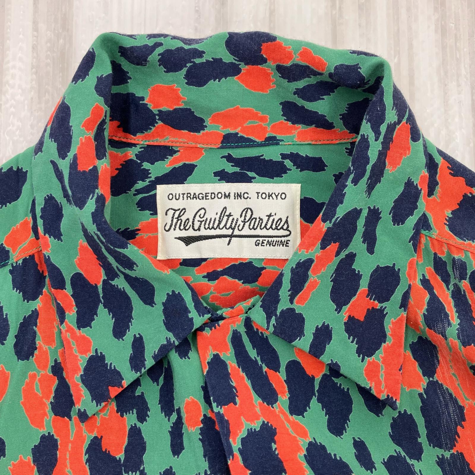 長袖シャツ WACKO MARIA LEOPARD HAWAIIAN SHIRT LS レオパードアロハシャツ M グリーン M グリーン