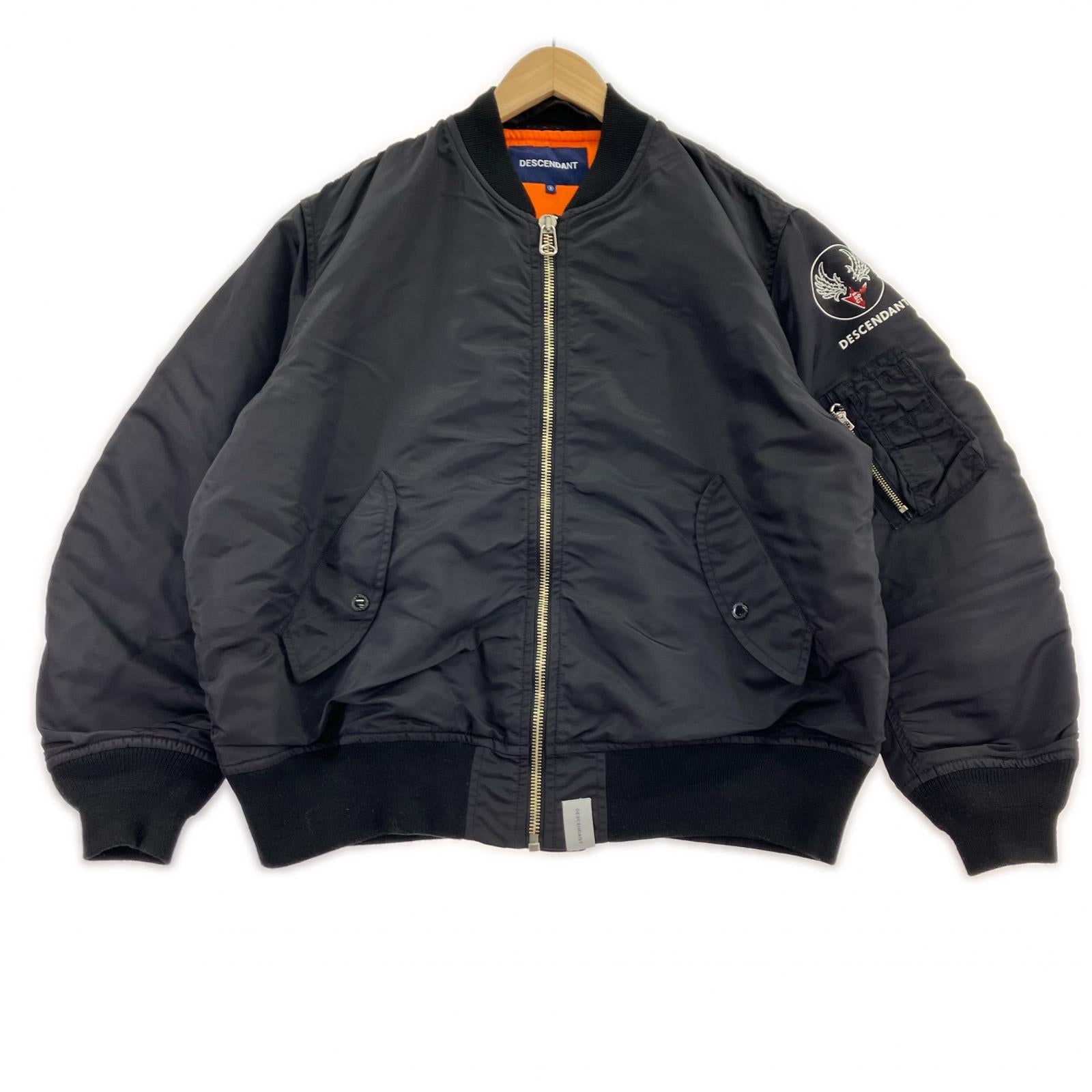 ミリタリージャケット DESCENDANT D-MA1-M NYLON JACKET フライトジャケット 3 黒 3 ブラック