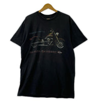 半袖Tシャツ 90s USA製 HARLEY-DAVIDSON バイクプリント (L) L ブラック