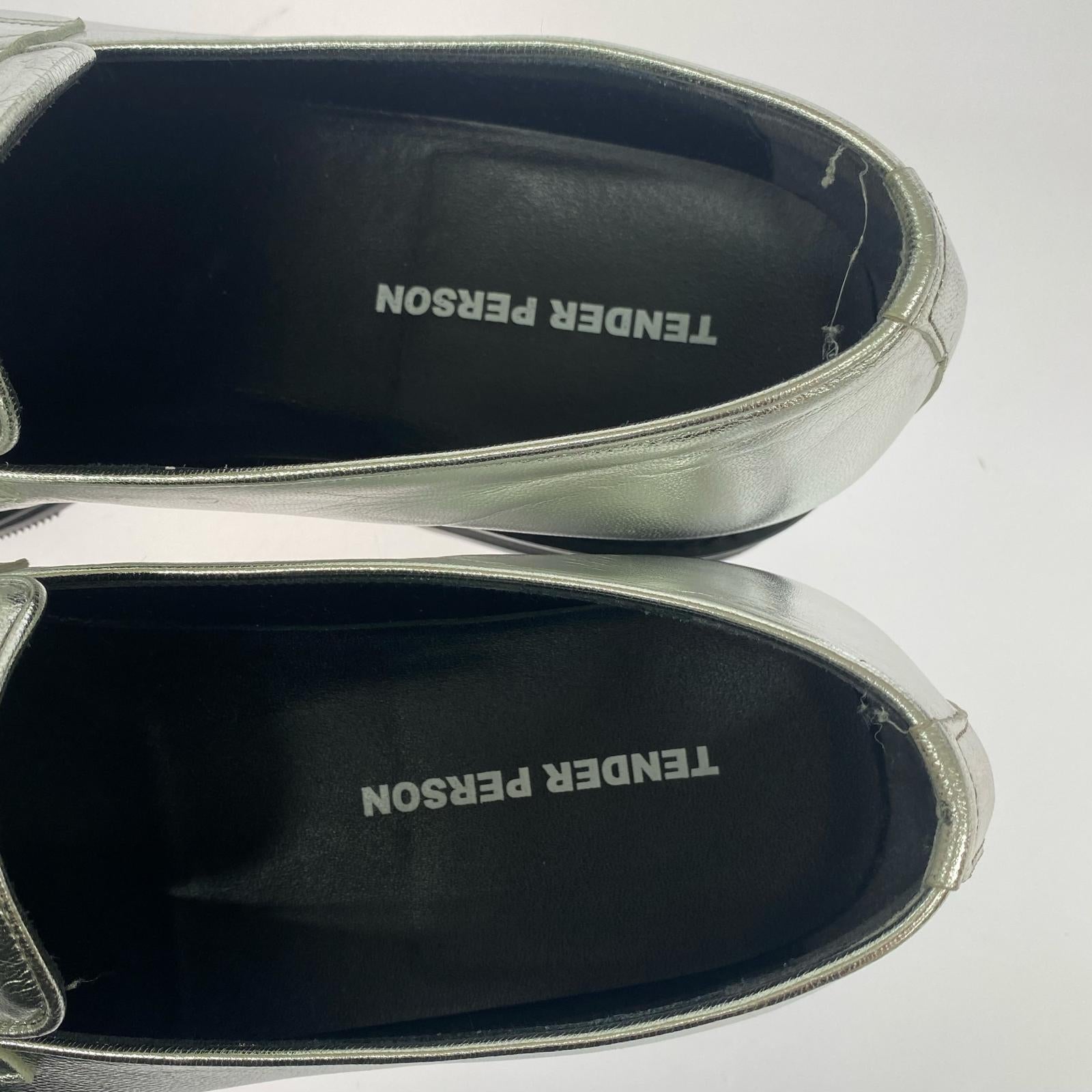 シューズ TENDER PERSON FLAME PATTERN LOAFER メタリックローファー 8 26cm (US8 UK7 1/2 EU42) シルバー