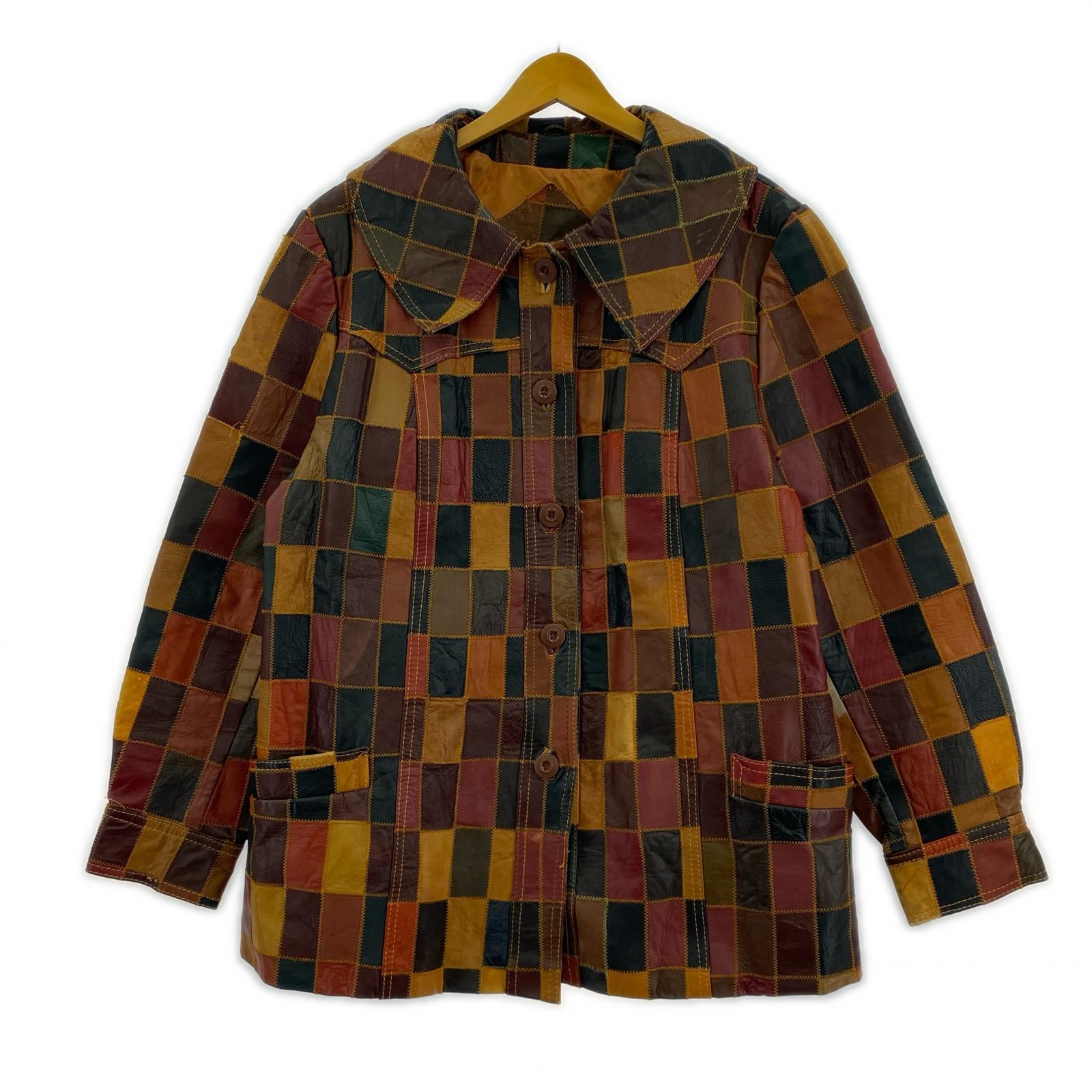 レザージャケット 70s レザーパッチワークカーコート