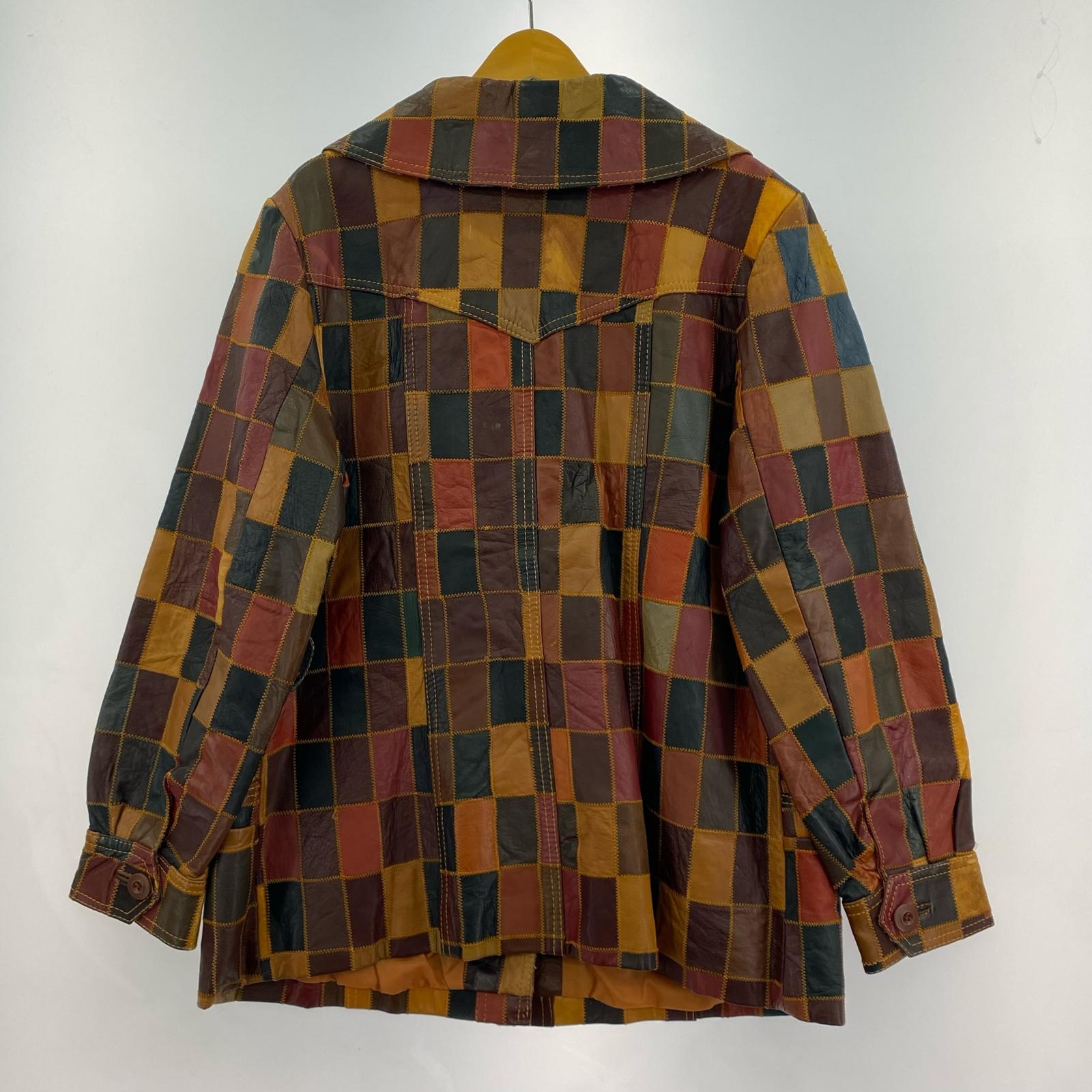 レザージャケット 70s レザーパッチワークカーコート