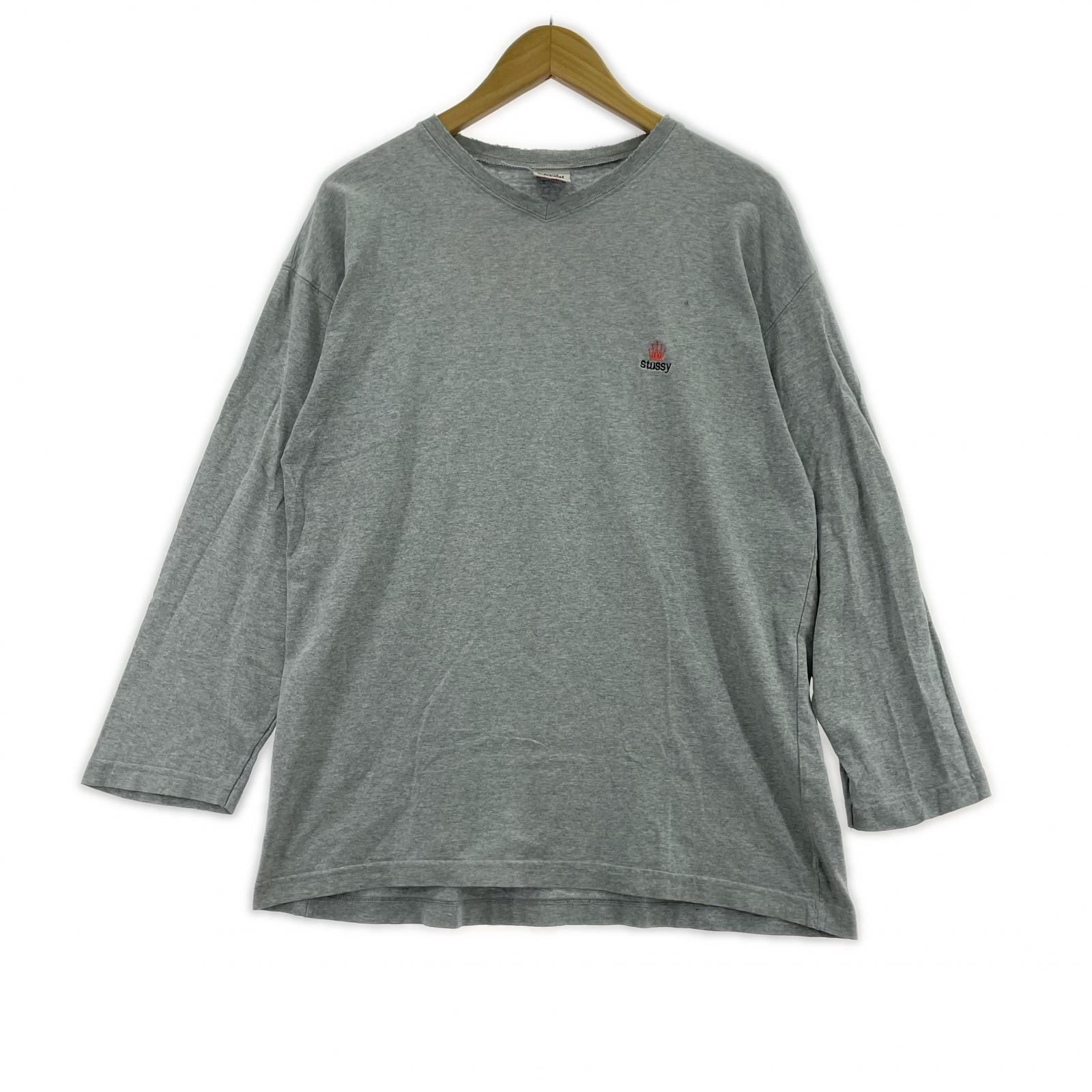 長袖Tシャツ old stussy 白タグ クラウンロゴ M グレー M