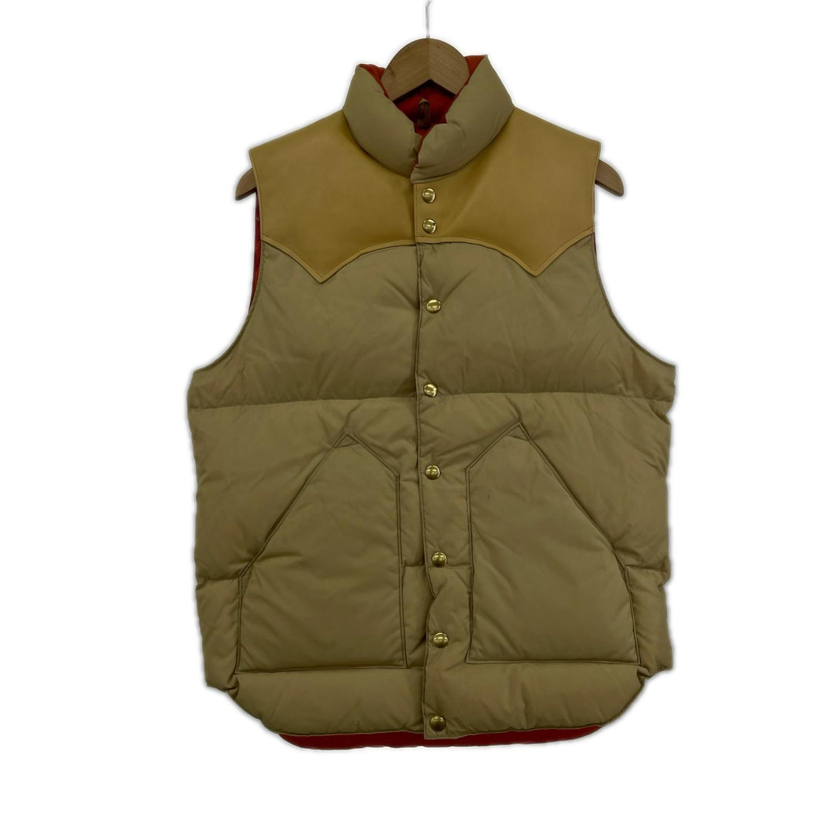ダウンベスト Rocky Mountain FeatherBed レザーヨークダウンベスト 200-182-01 ベージュ (38) 38 ベージュ