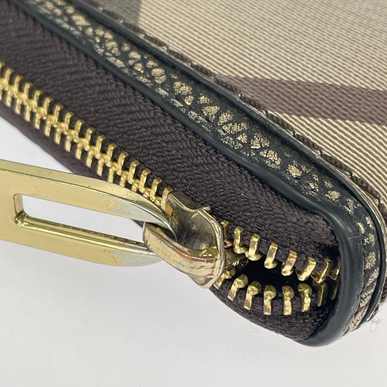 長財布 plaid print wallet ブラウン