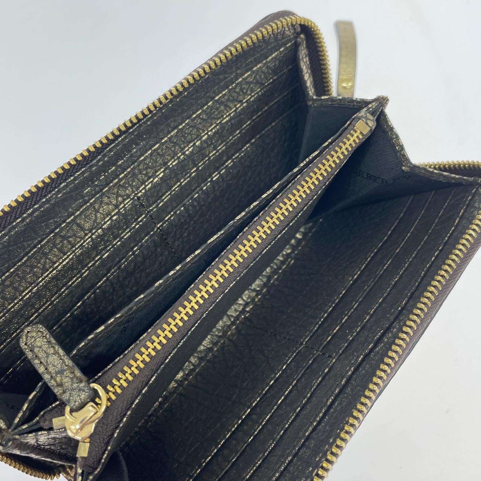 長財布 plaid print wallet ブラウン