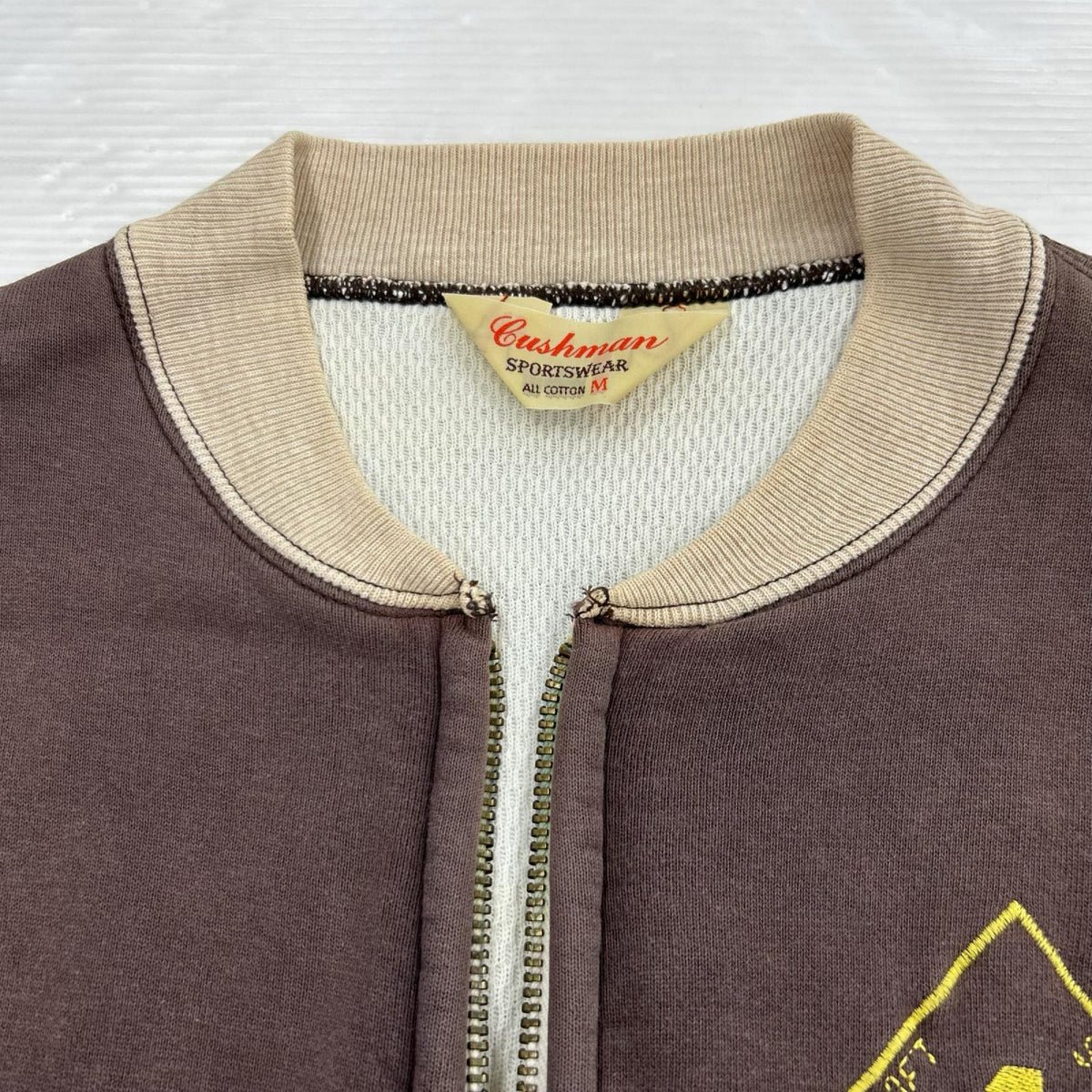 スウェット 刺繍 ジップスウェット 4TH BOMB WING (M) 茶 M ブラウン