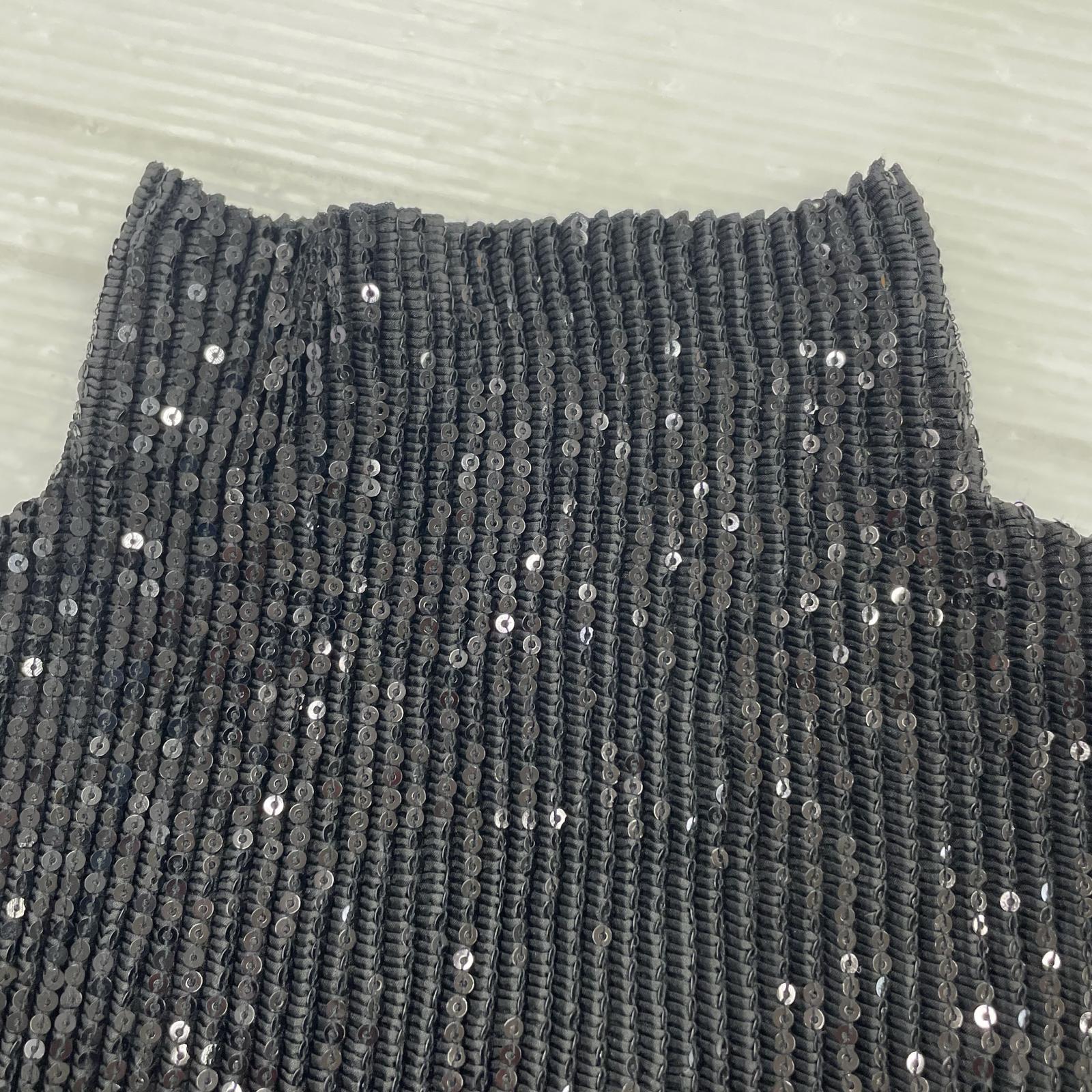 半袖シャツ specchio プリーツ 471-1027 スパンコール ブラック