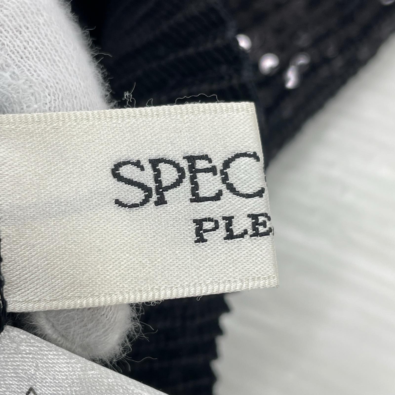 半袖シャツ specchio プリーツ 471-1027 スパンコール ブラック