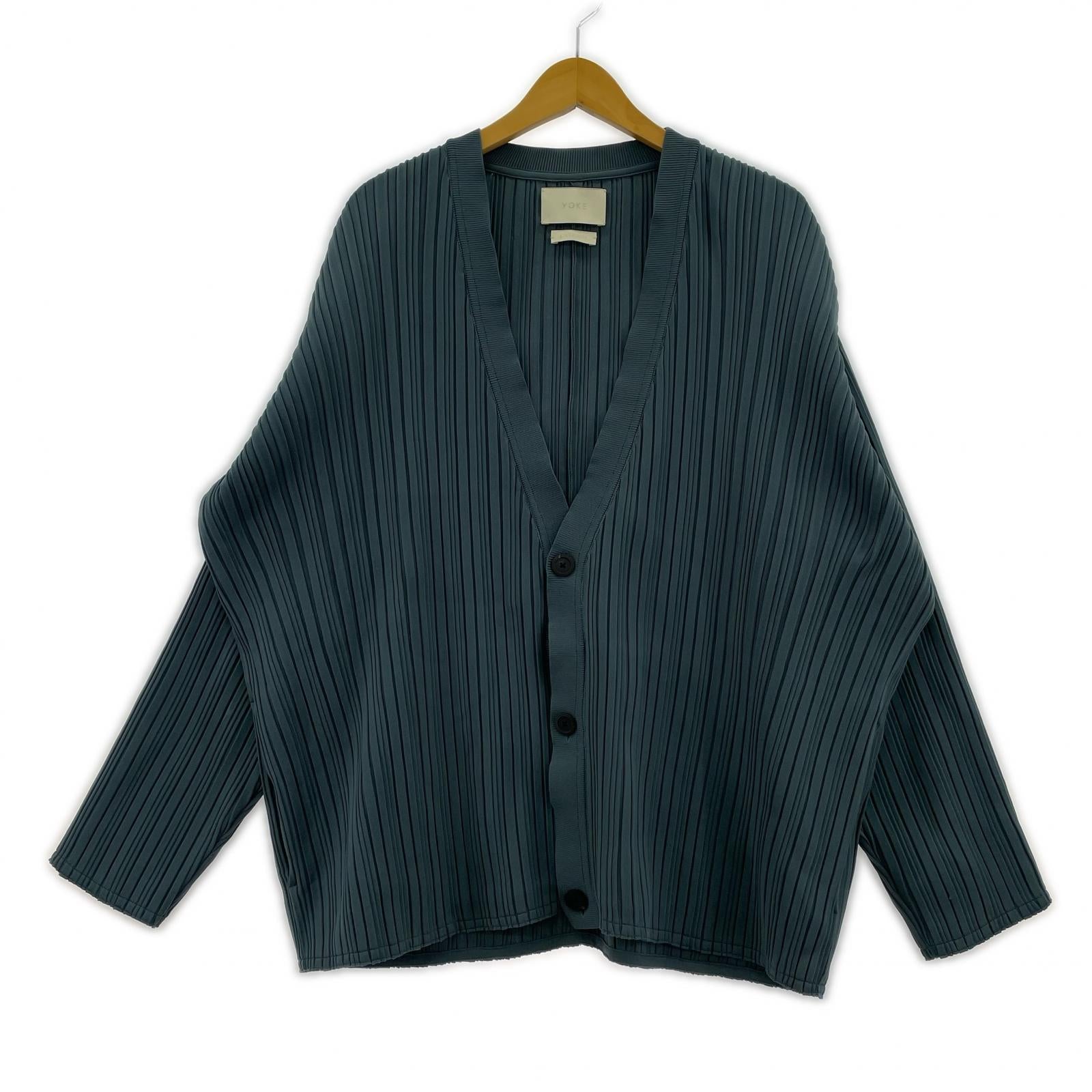 カーディガン YOKE 22SS Pleated Knit Cardigan 2 ブルー 2 ブルー
