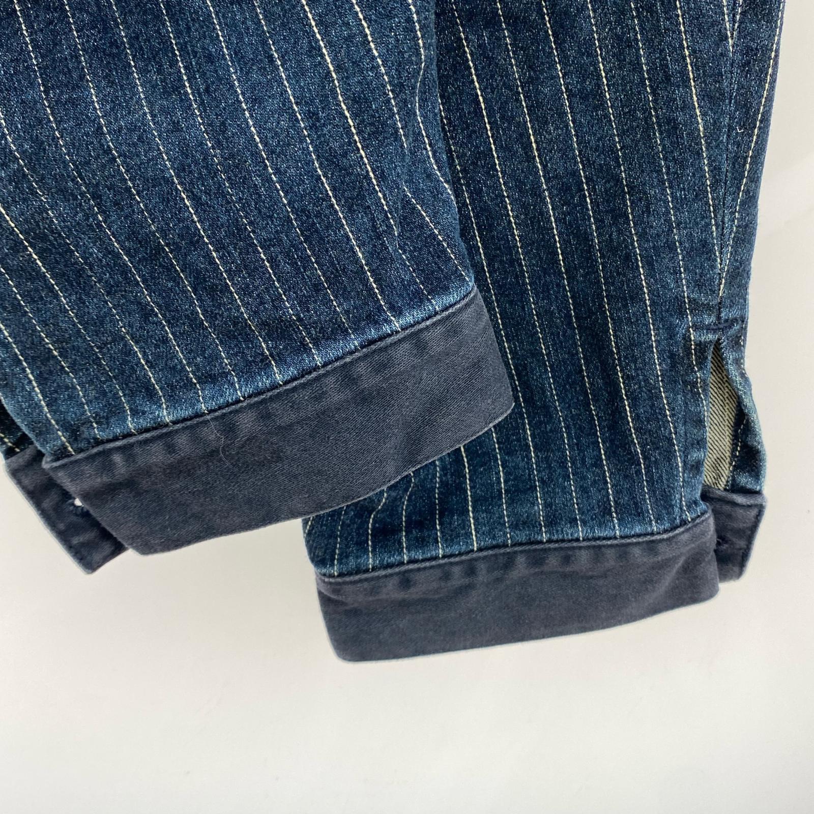デニムパンツ LIMI feu ストライプサルエルデニムパンツ S インディゴ S
