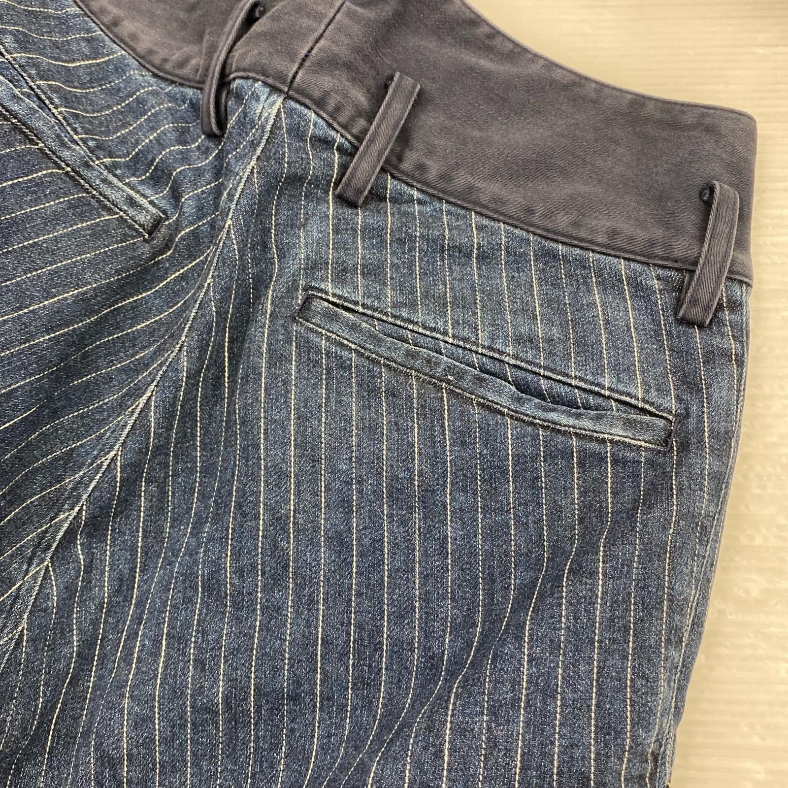 デニムパンツ LIMI feu ストライプサルエルデニムパンツ S インディゴ S