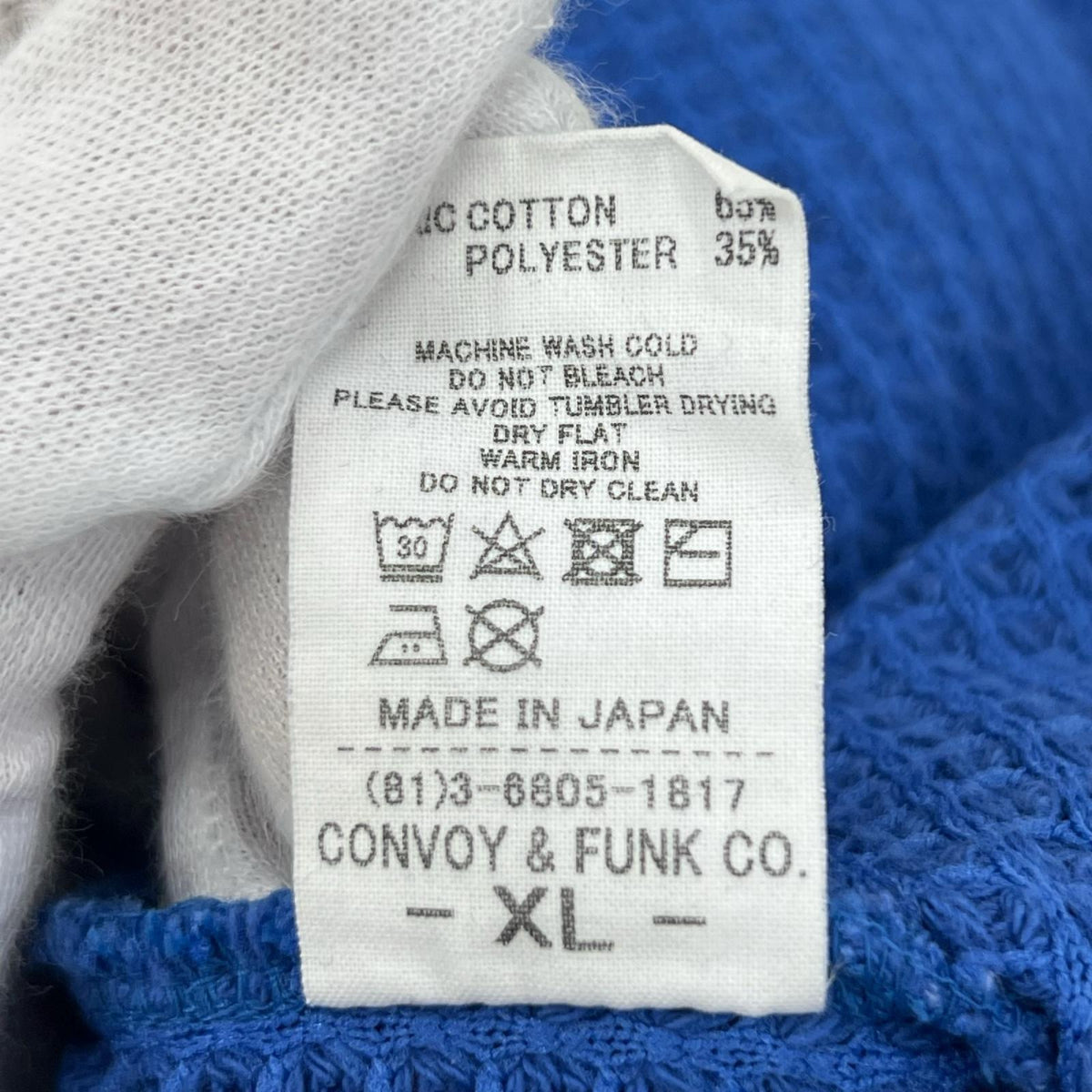 長袖Tシャツ ワッフル/サーマル/青 ブルー