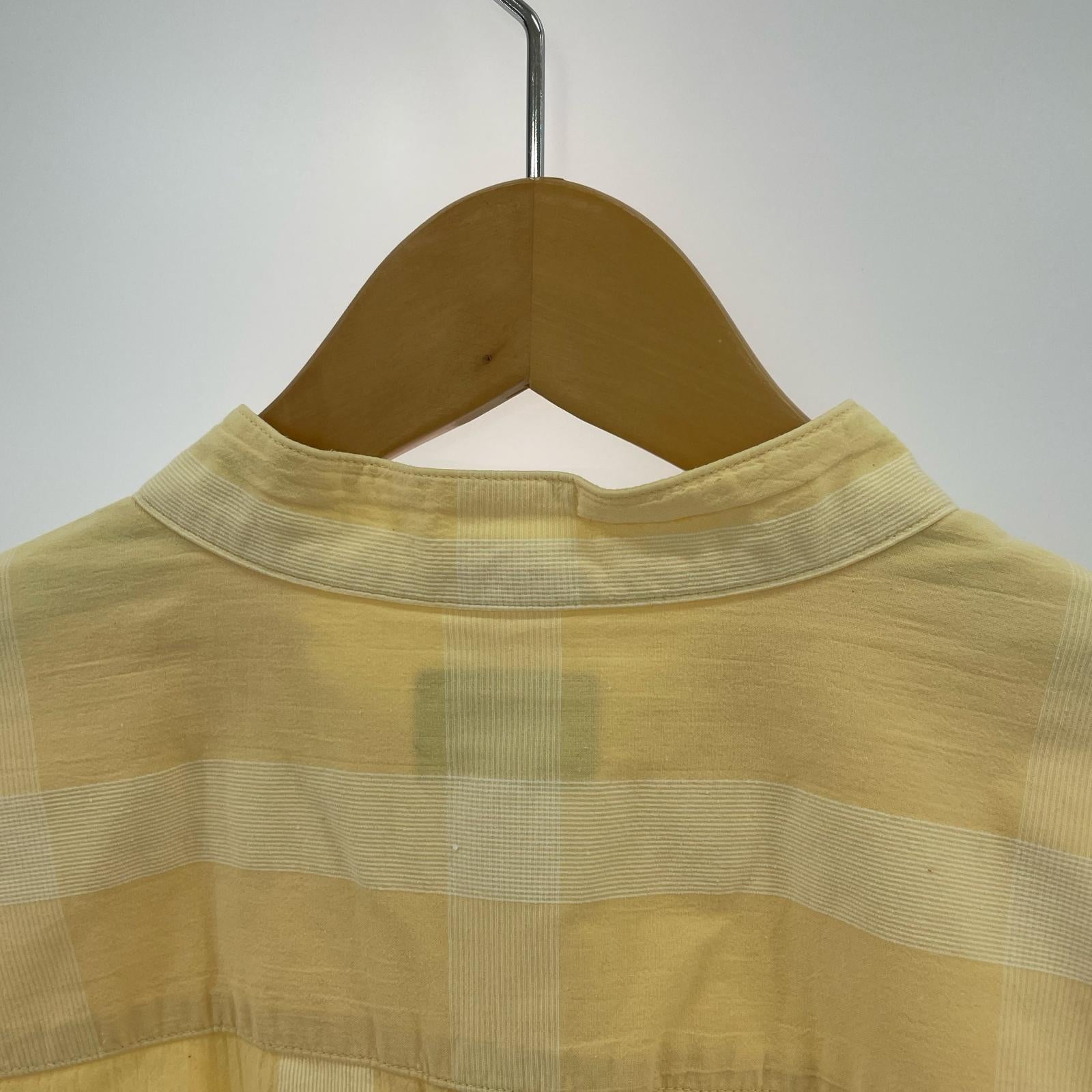 長袖シャツ ISSEY MIYAKE im バンドカラーチェックシャツ M 黄 L イエロー