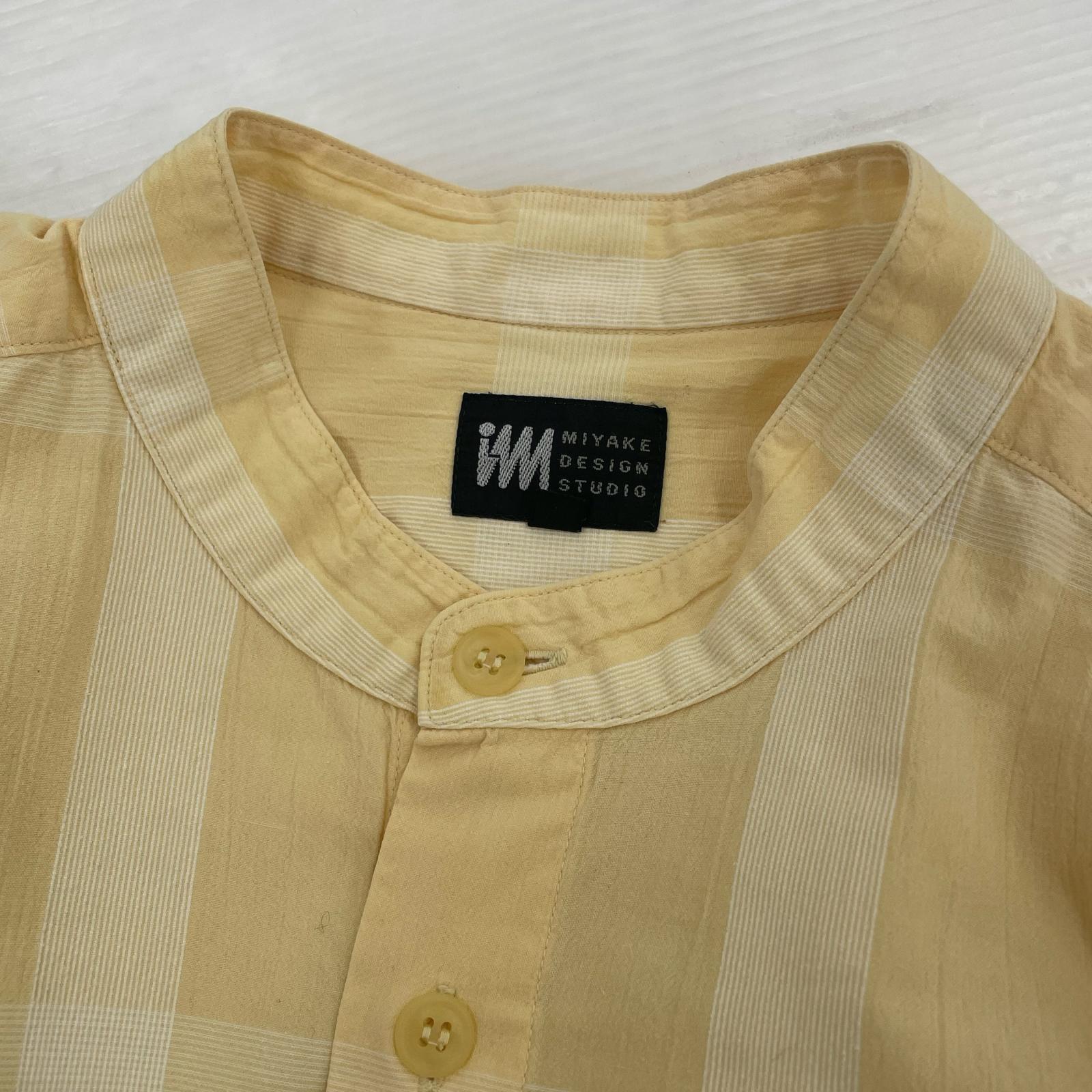 長袖シャツ ISSEY MIYAKE im バンドカラーチェックシャツ M 黄 L イエロー