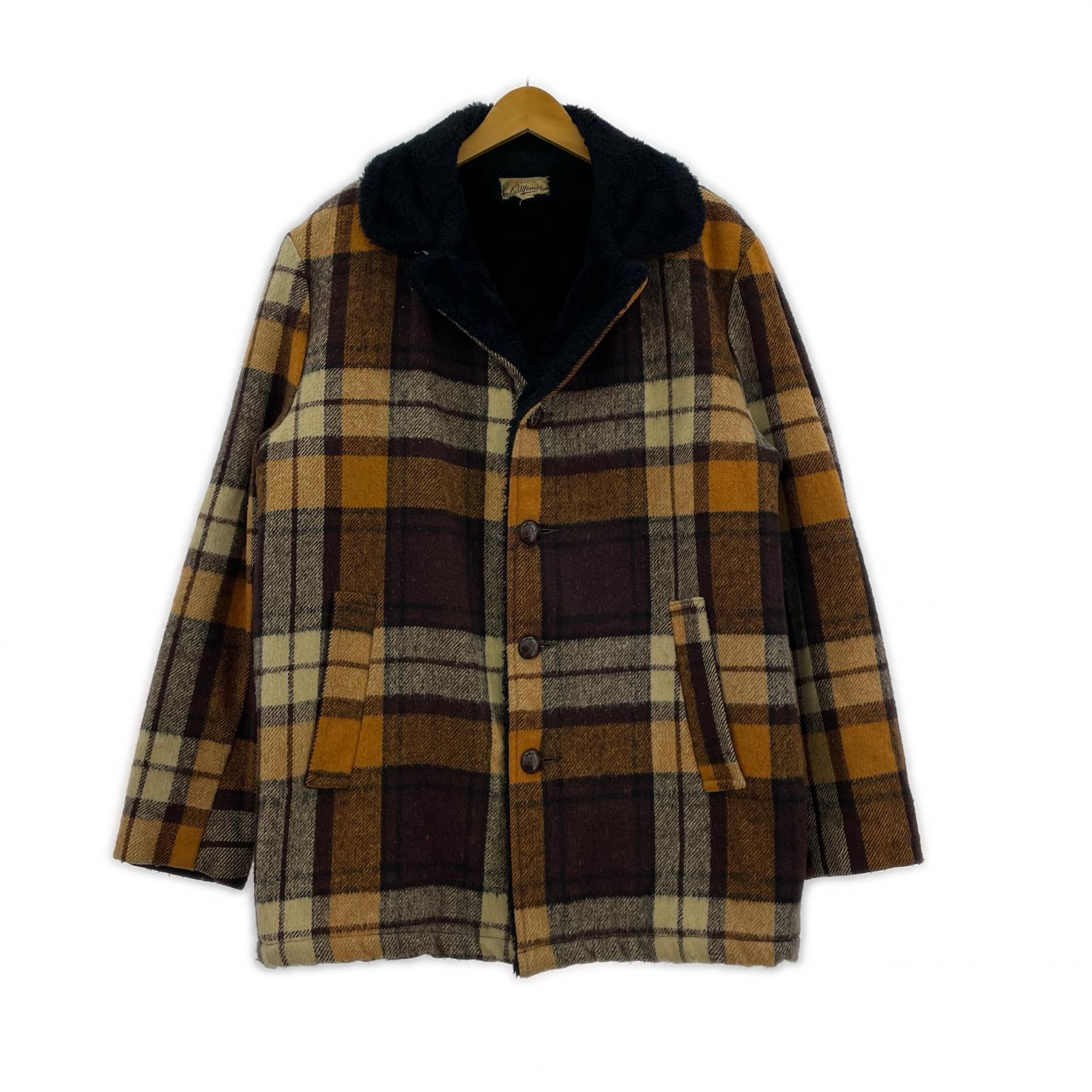 ジャケット 50s ランチコート チェック M ブラウン