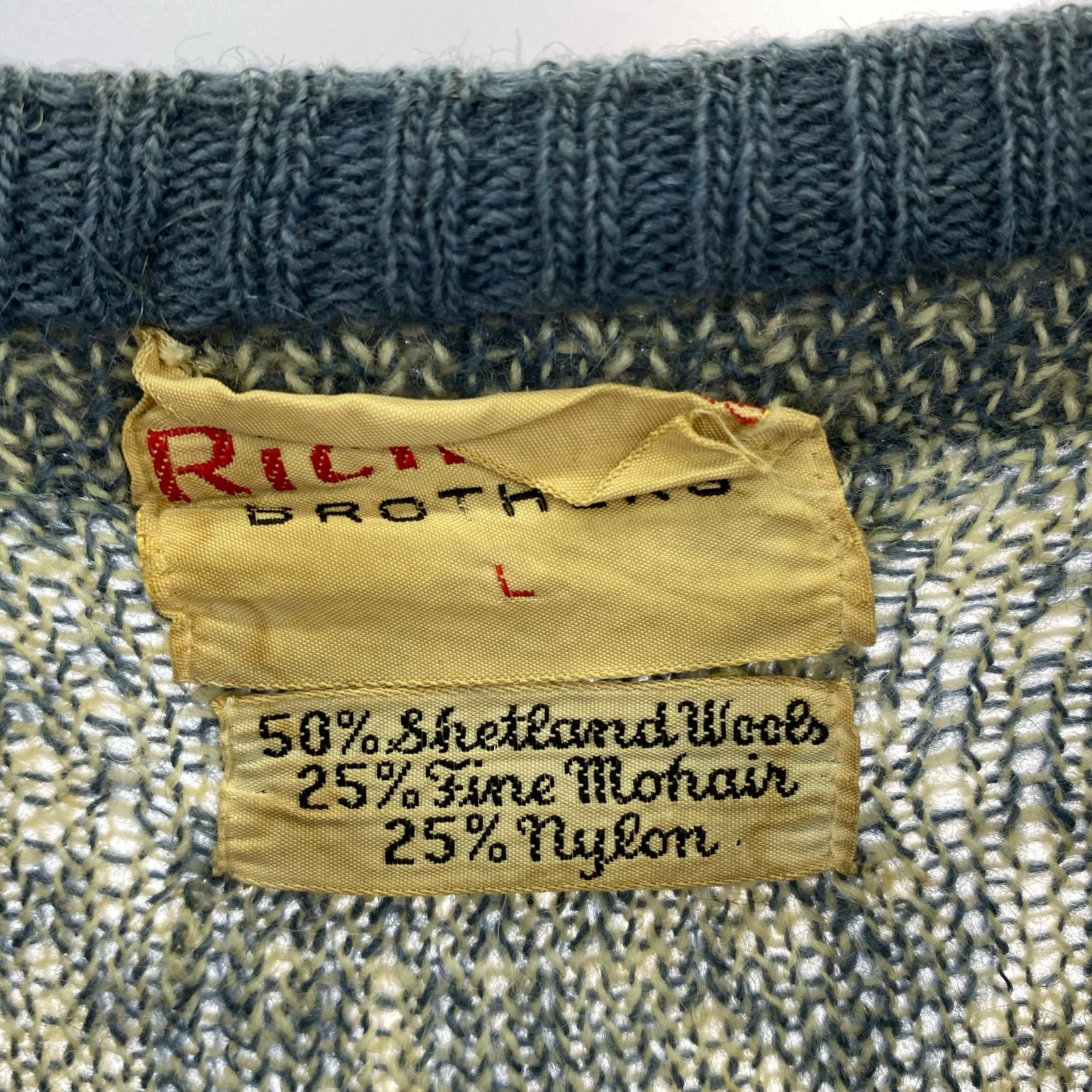 カーディガン 60s Richman Brothers モヘア混フルジップカーディガン L ブルー