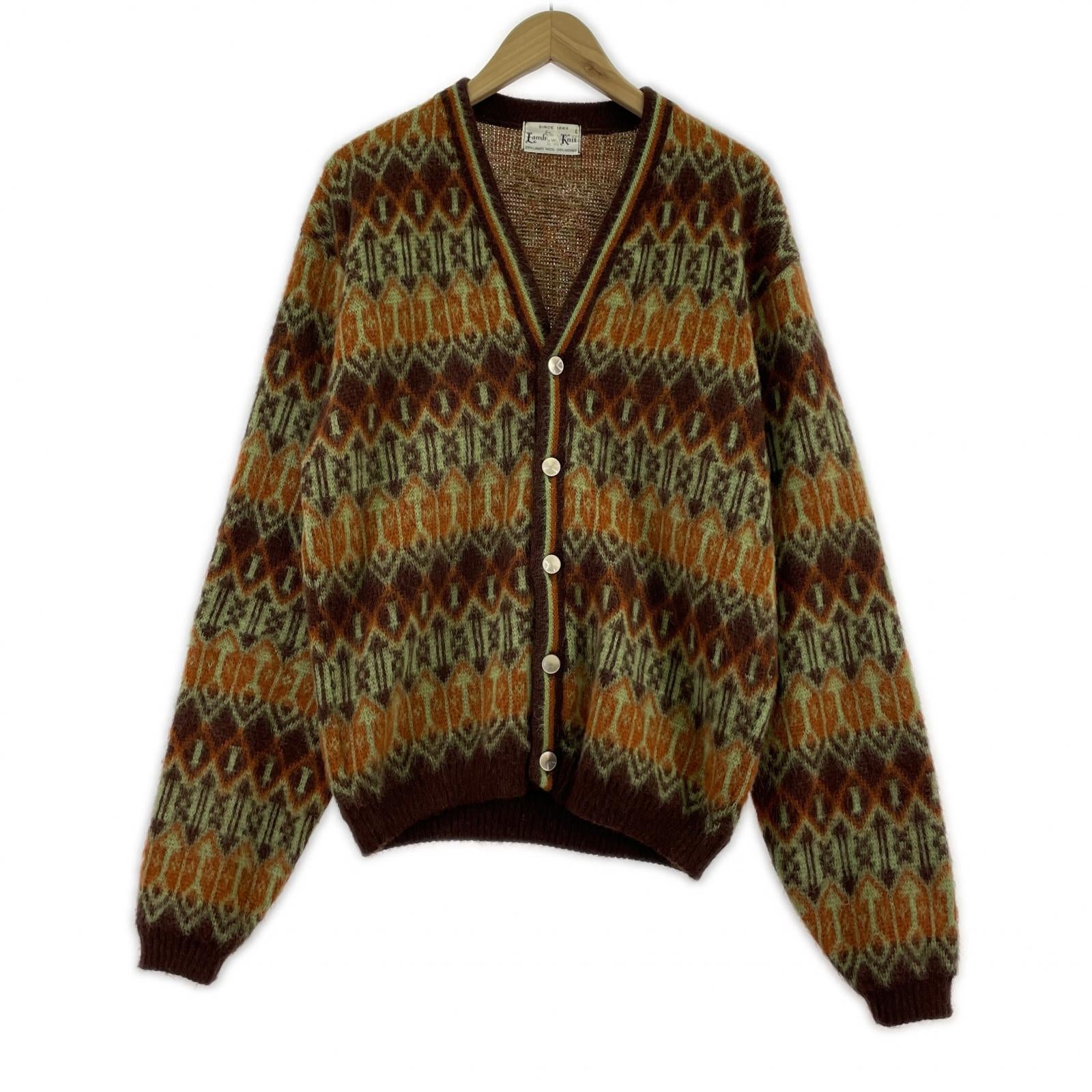 カーディガン 60s Lamb Knit モヘアカーディガン L L ブラウン