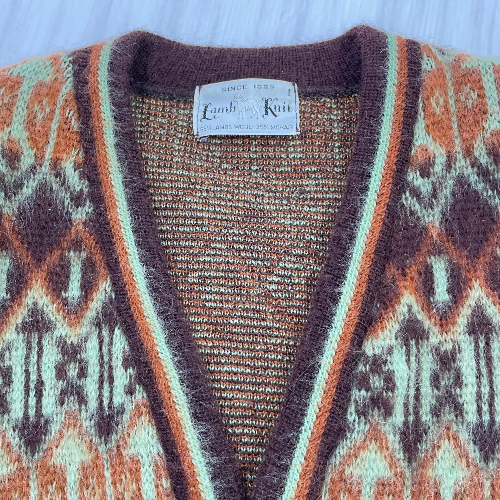 カーディガン 60s Lamb Knit モヘアカーディガン L L ブラウン