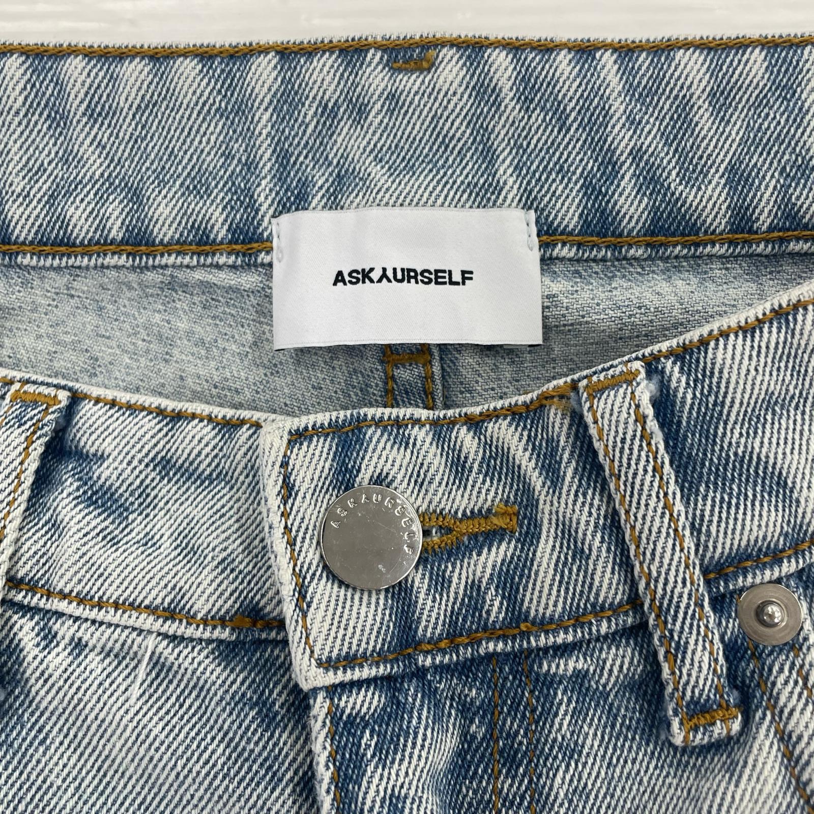 デニムパンツ ASKYURSELF ダメージデニムパンツ サックス 30