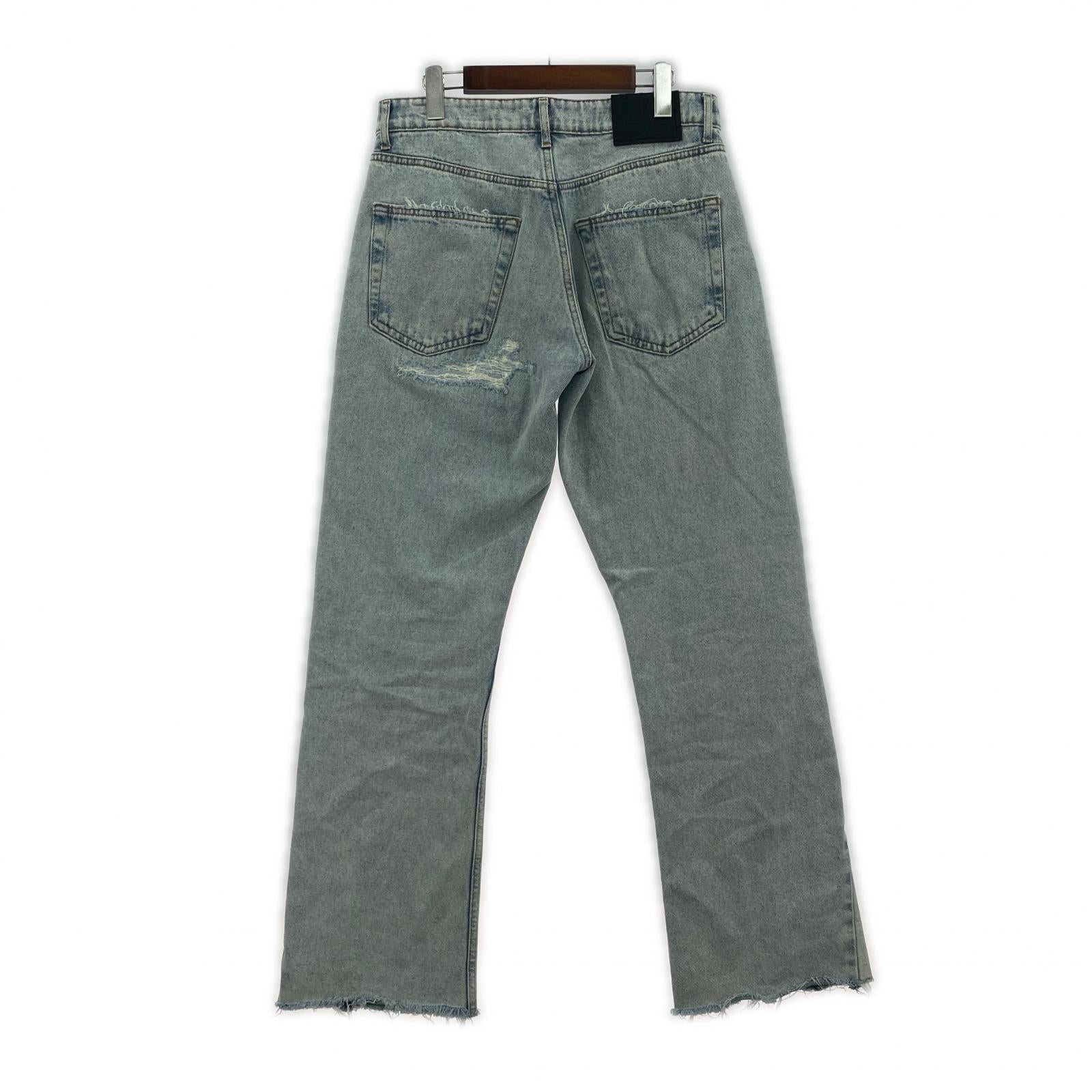 デニムパンツ ASKYURSELF ダメージデニムパンツ サックス 30