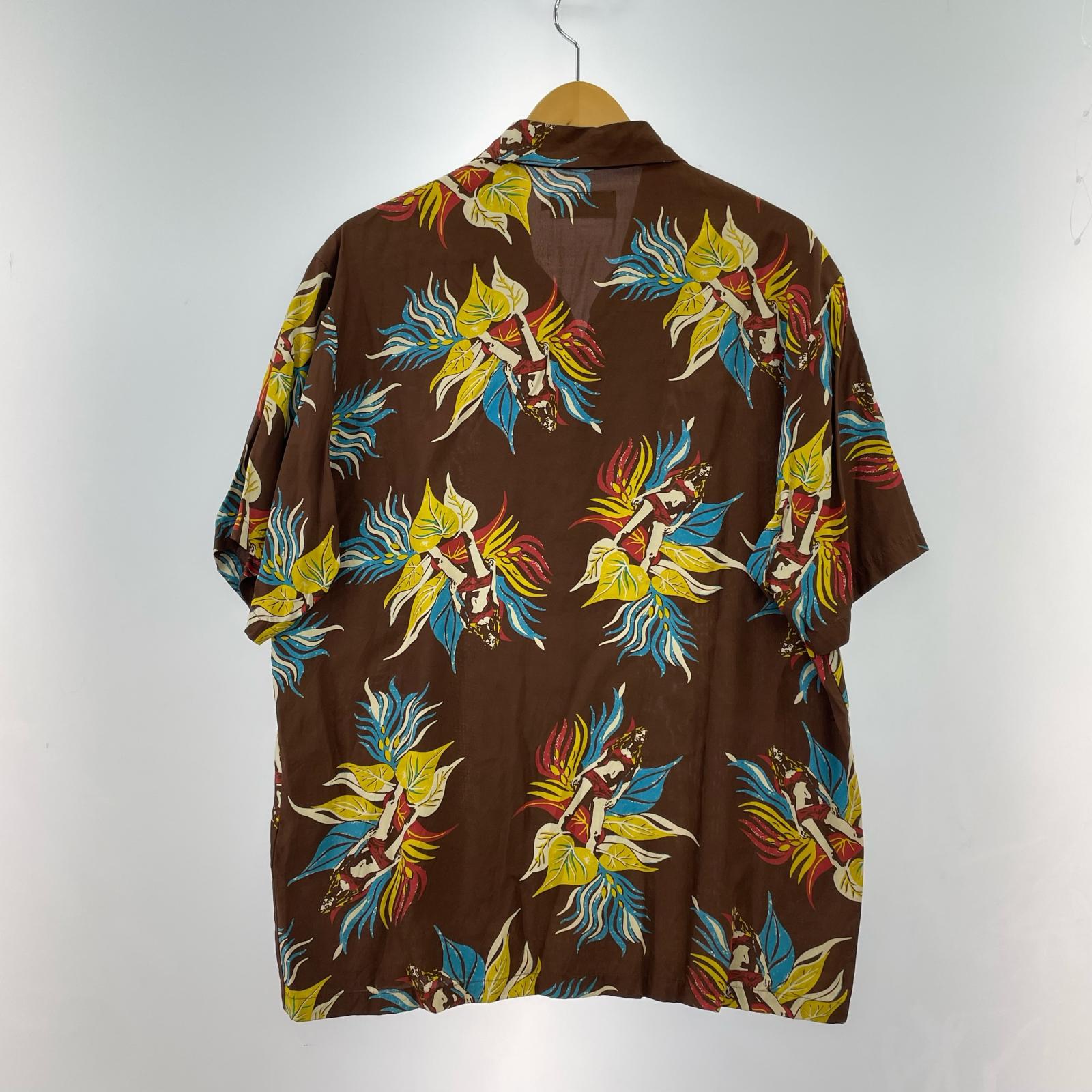 半袖シャツ TROPIC LADYLAND柄 アロハシャツ M M ブラウン