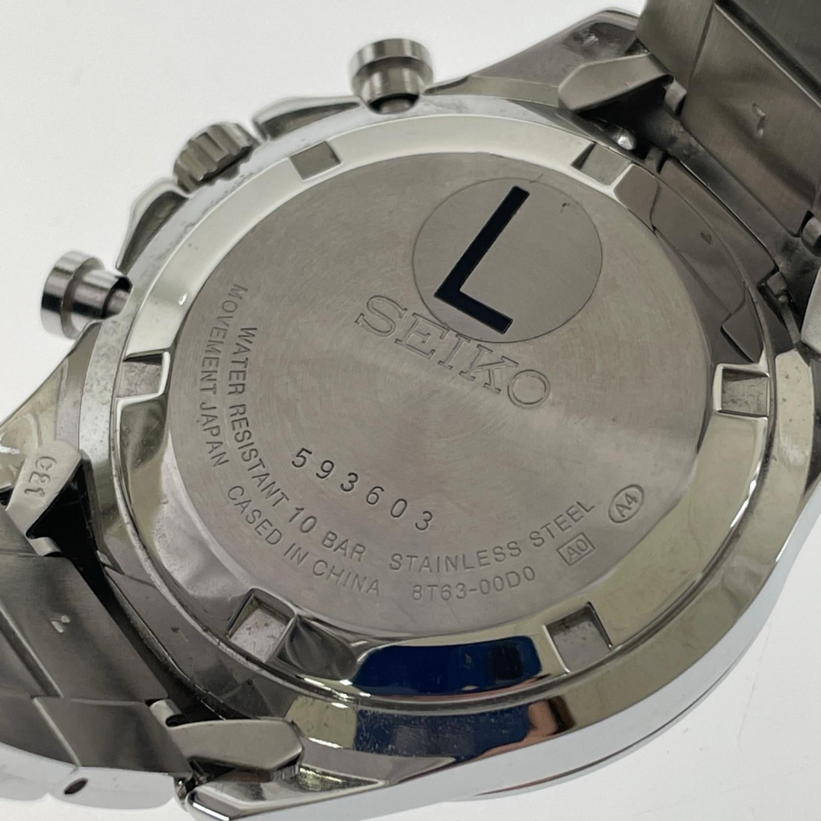 腕時計 SEIKO 8T63-00T0 クロノグラフ 腕時計 シルバー