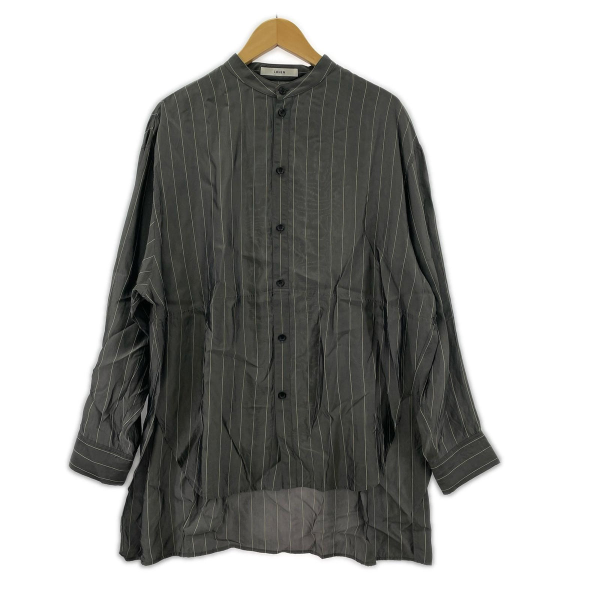 長袖シャツ LOHEN グレー ストライプ グレー