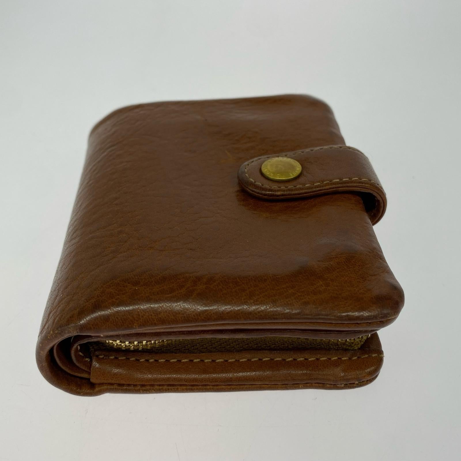 コンパクトウォレット CINQ DESIGN レザー 茶 ブラウン