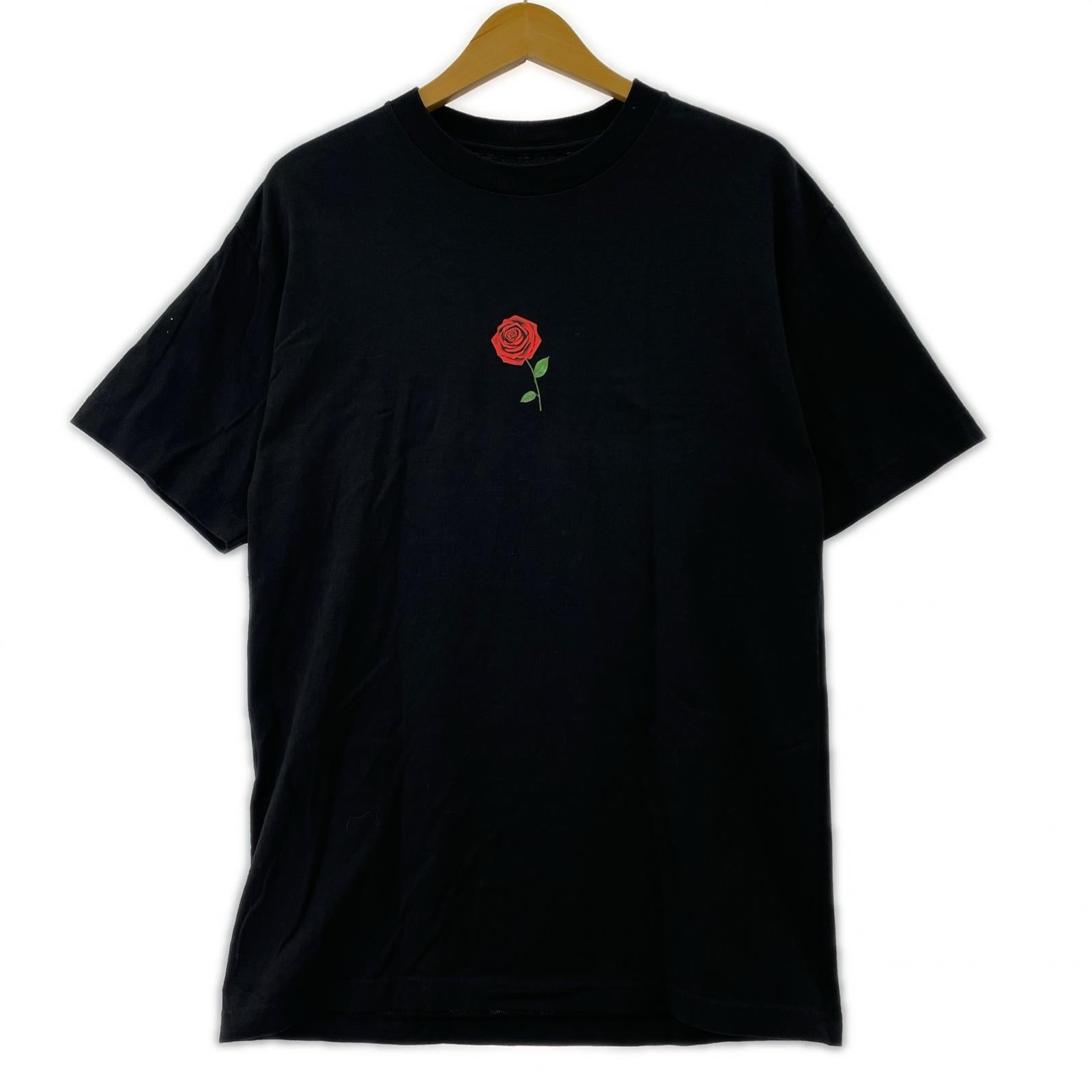 半袖Tシャツ USA製 薔薇 黒 (M) M ブラック