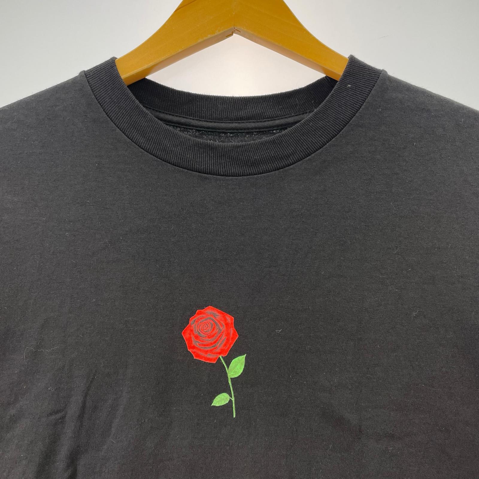 半袖Tシャツ USA製 薔薇 黒 (M) M ブラック