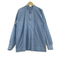 長袖シャツ 80s プルオーバーバンドカラーコットンシャツ L L ブルー