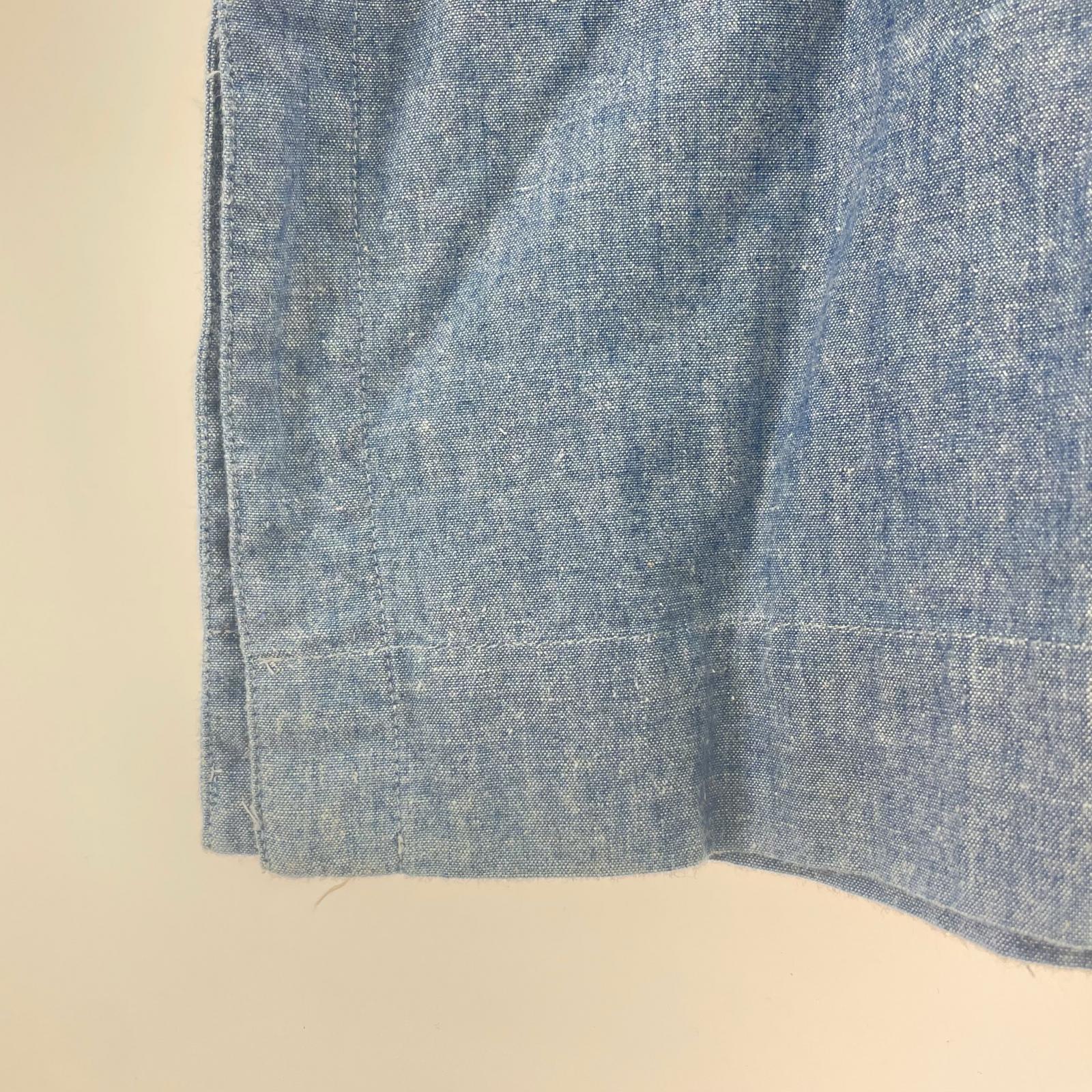 長袖シャツ 80s プルオーバーバンドカラーコットンシャツ L L ブルー