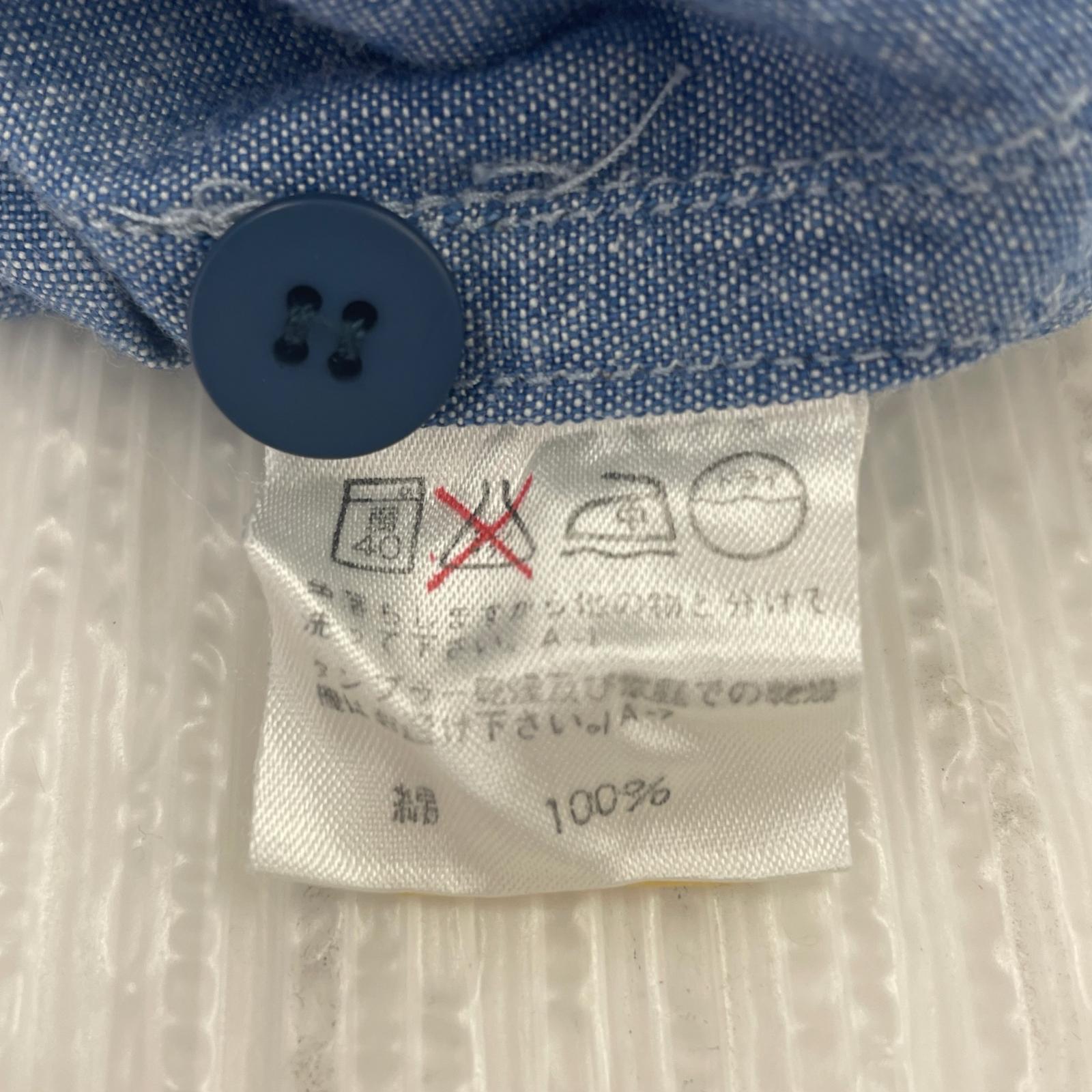 長袖シャツ 80s プルオーバーバンドカラーコットンシャツ L L ブルー