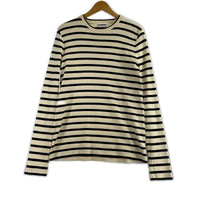 長袖Tシャツ プラスバックロゴボーダークルーネック(L) L ベージュ