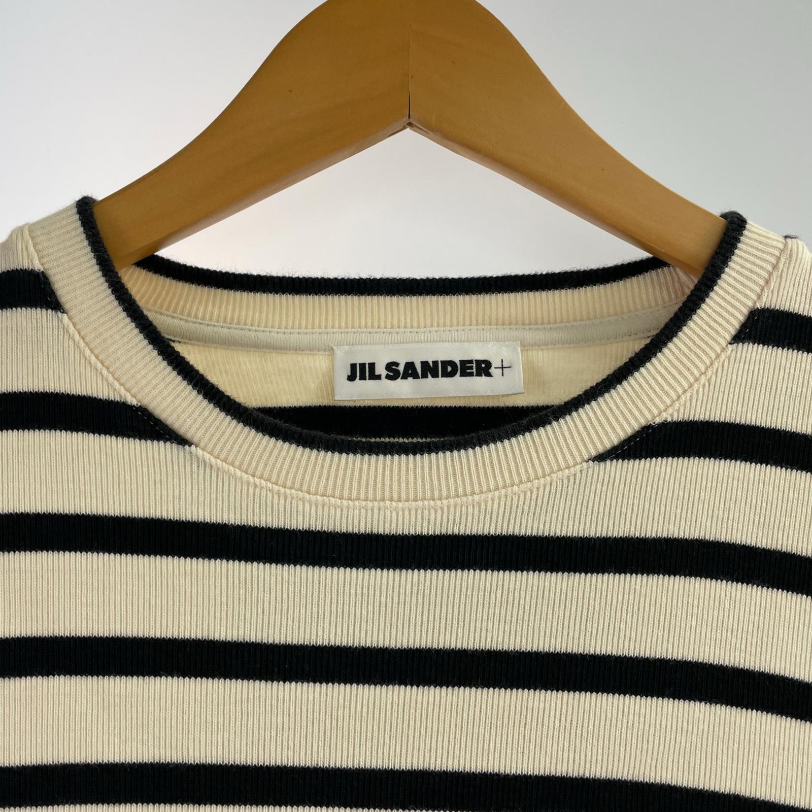 長袖Tシャツ プラスバックロゴボーダークルーネック(L) L ベージュ