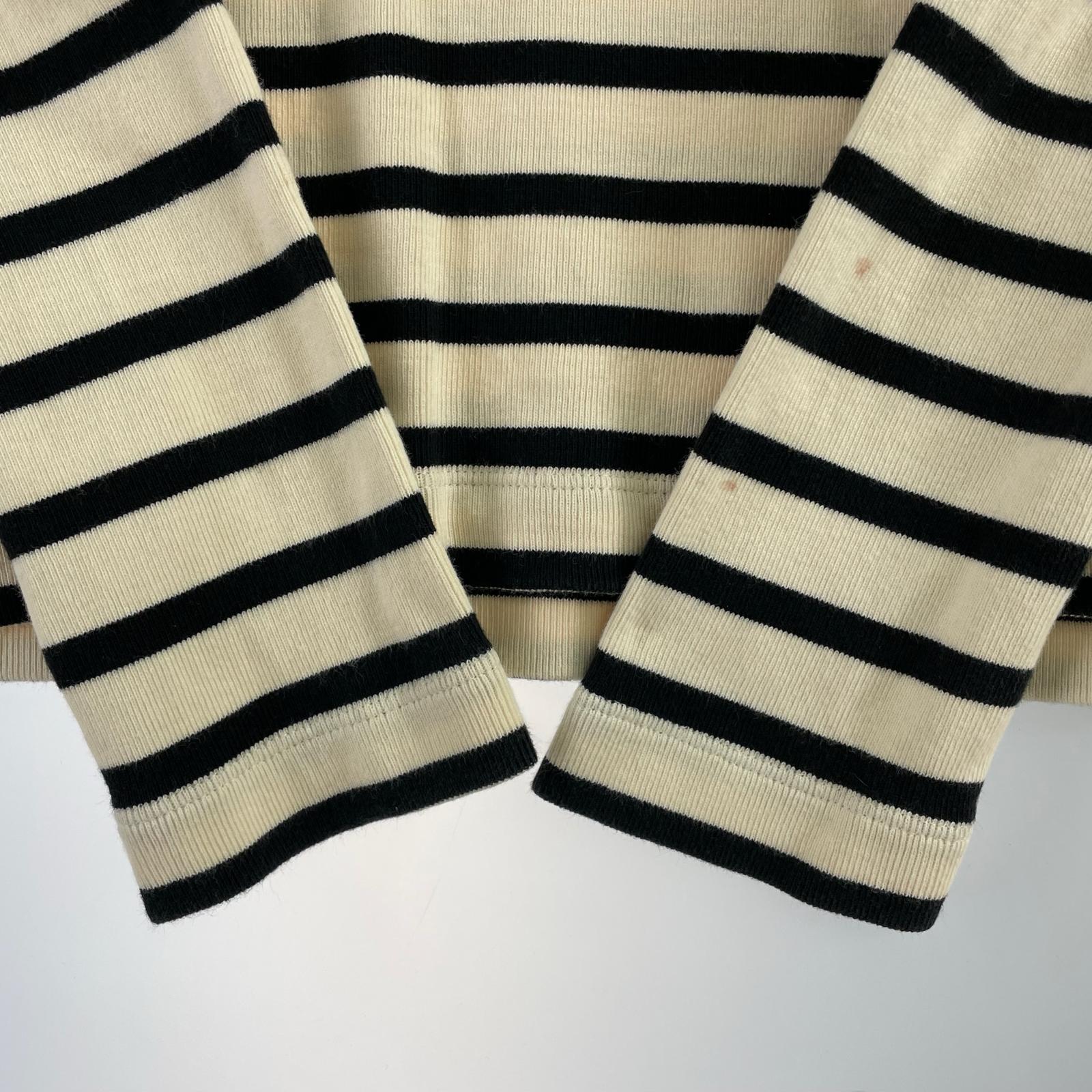 長袖Tシャツ プラスバックロゴボーダークルーネック(L) L ベージュ