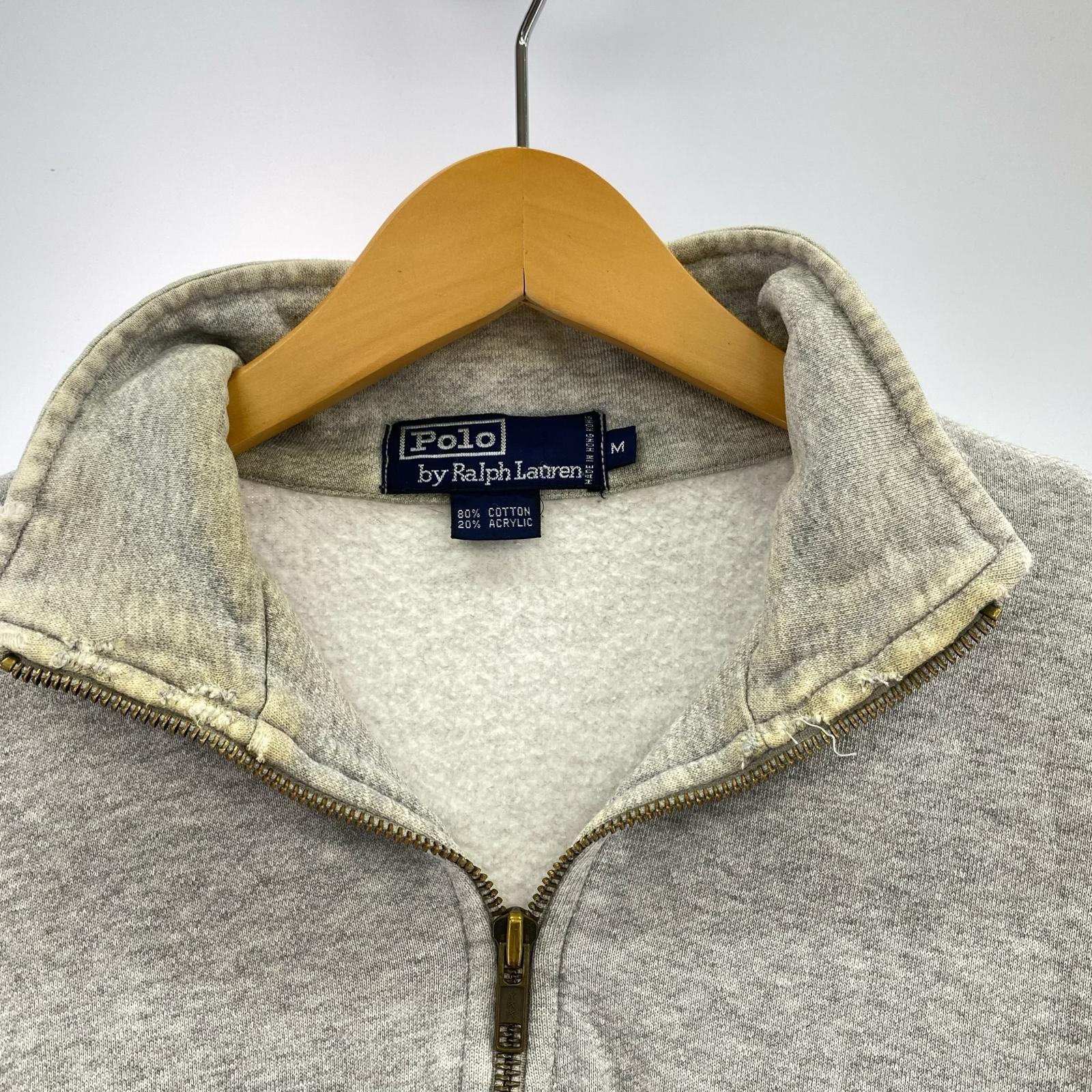 スウェット USAプリント ハーフジップ M M グレー