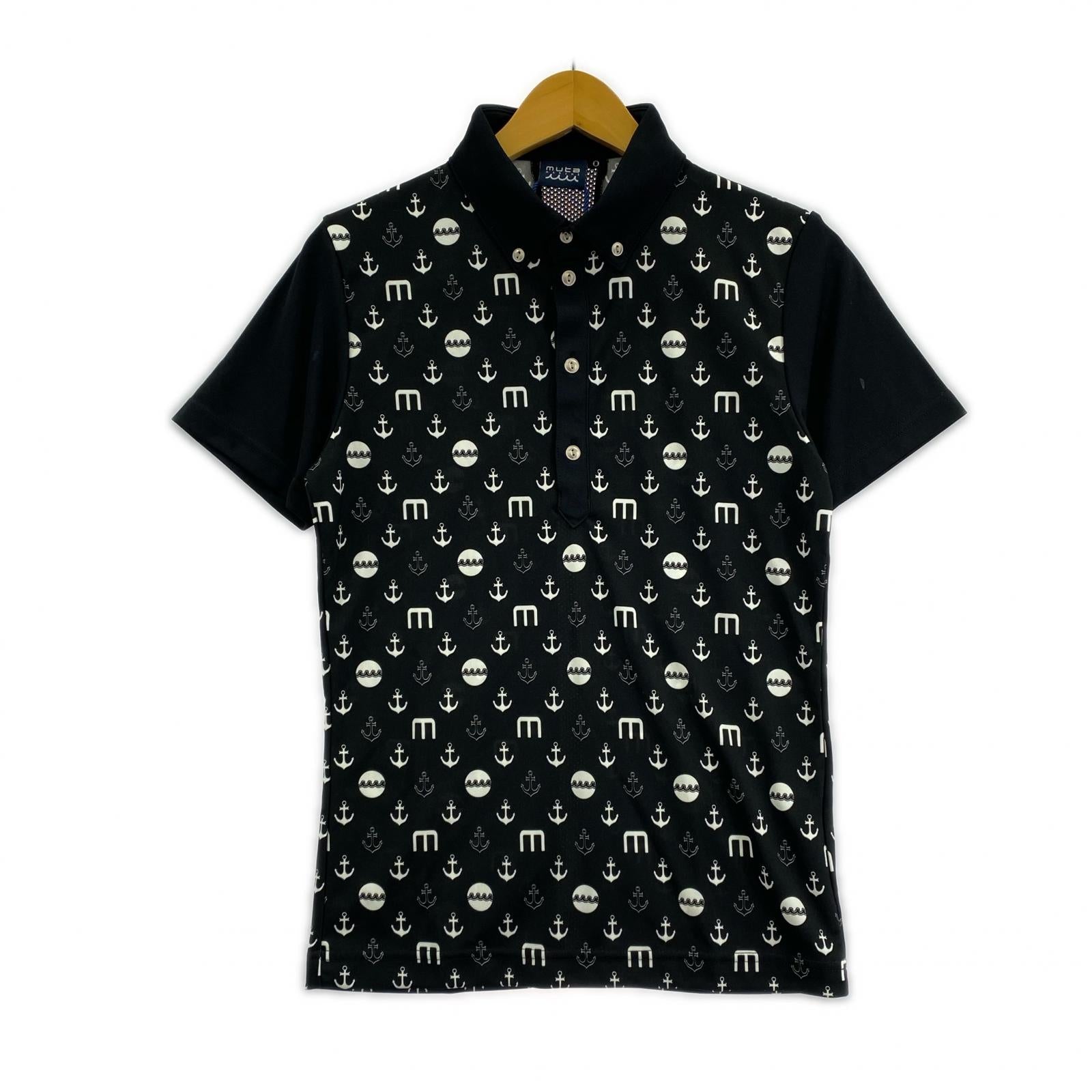 半袖Tシャツ muta ☆総柄ポロシャツ/O ブラック