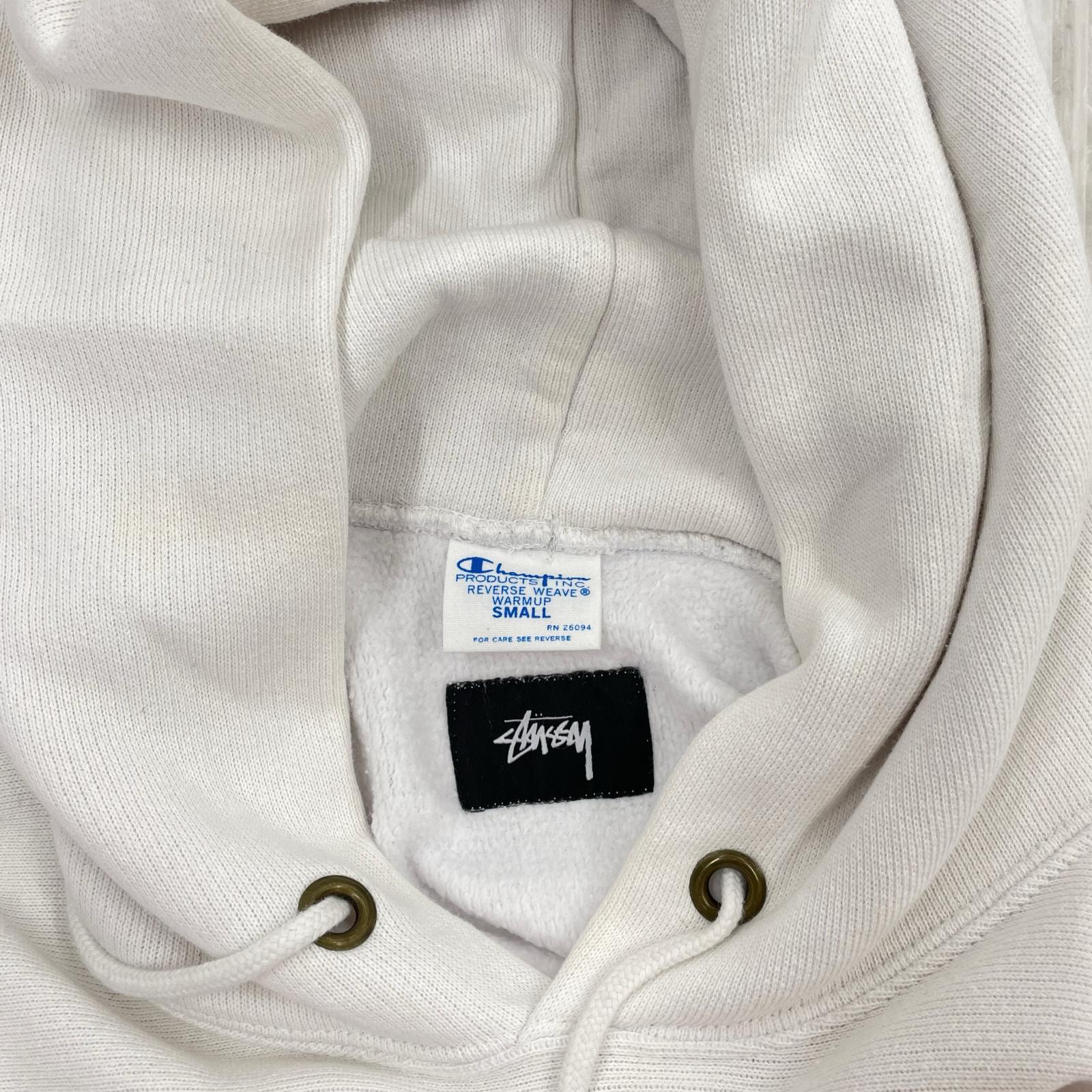 パーカー STUSSY SPORT Champion ロゴパーカー(S) ホワイト S ブラック