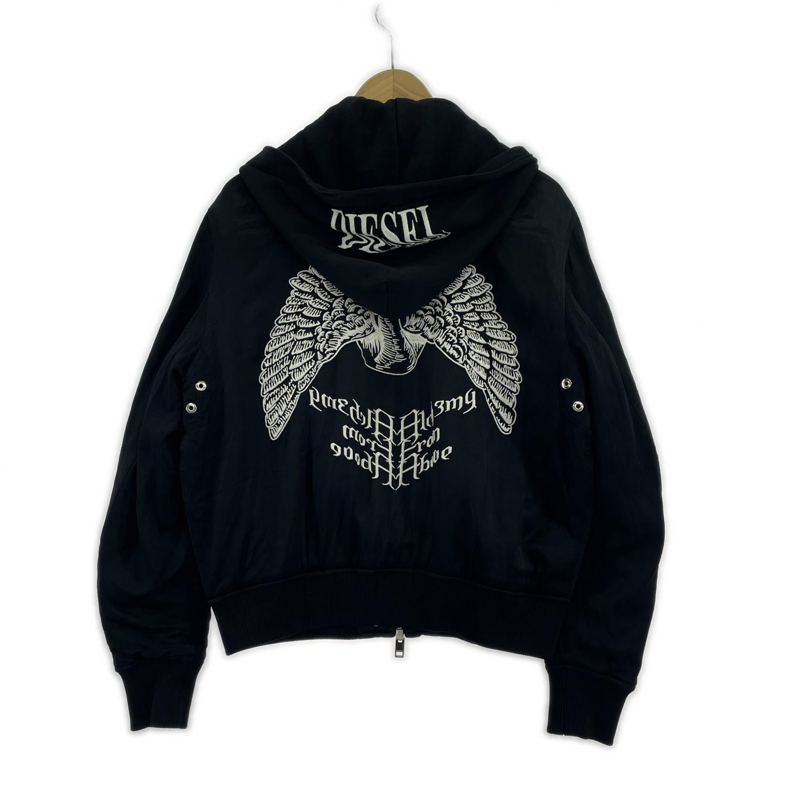 ジャケット DIESEL ONLY-THE B/RAVE 刺繍ボンバージャケット XS 黒 ブラック