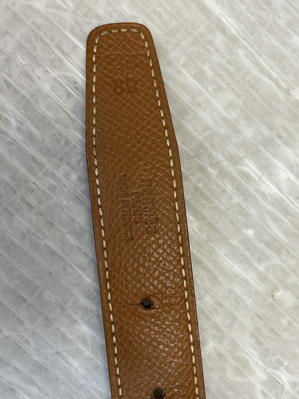 HERMES ミニコンスタンス レザーナローベルト シルバー金具