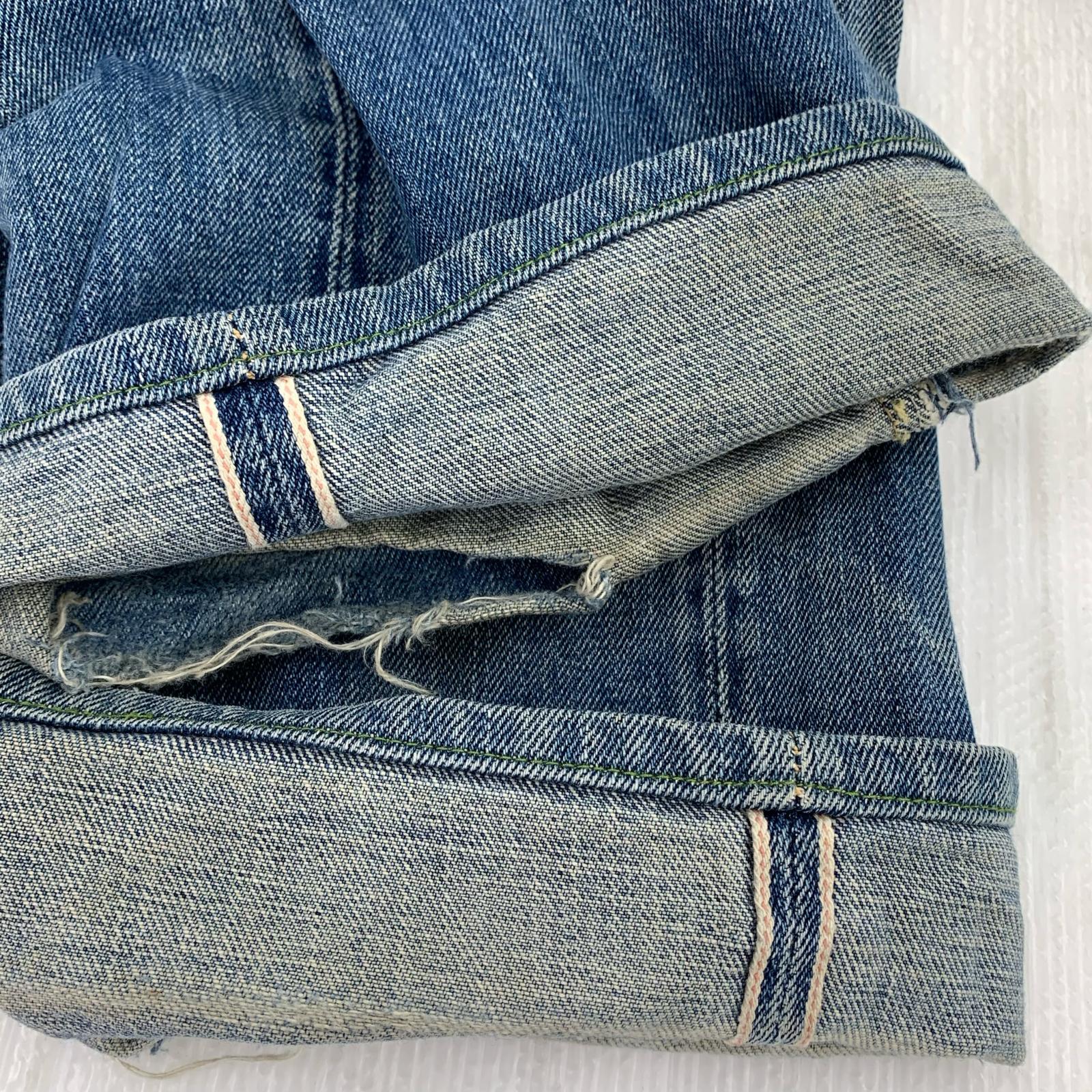 デニムパンツ 復刻 1955年モデル ボタンフライ (W32 L36) 表記 32 ブルー