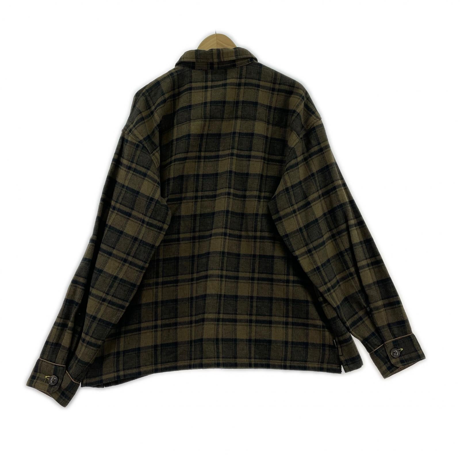 長袖シャツ ネルシャツ L カーキ